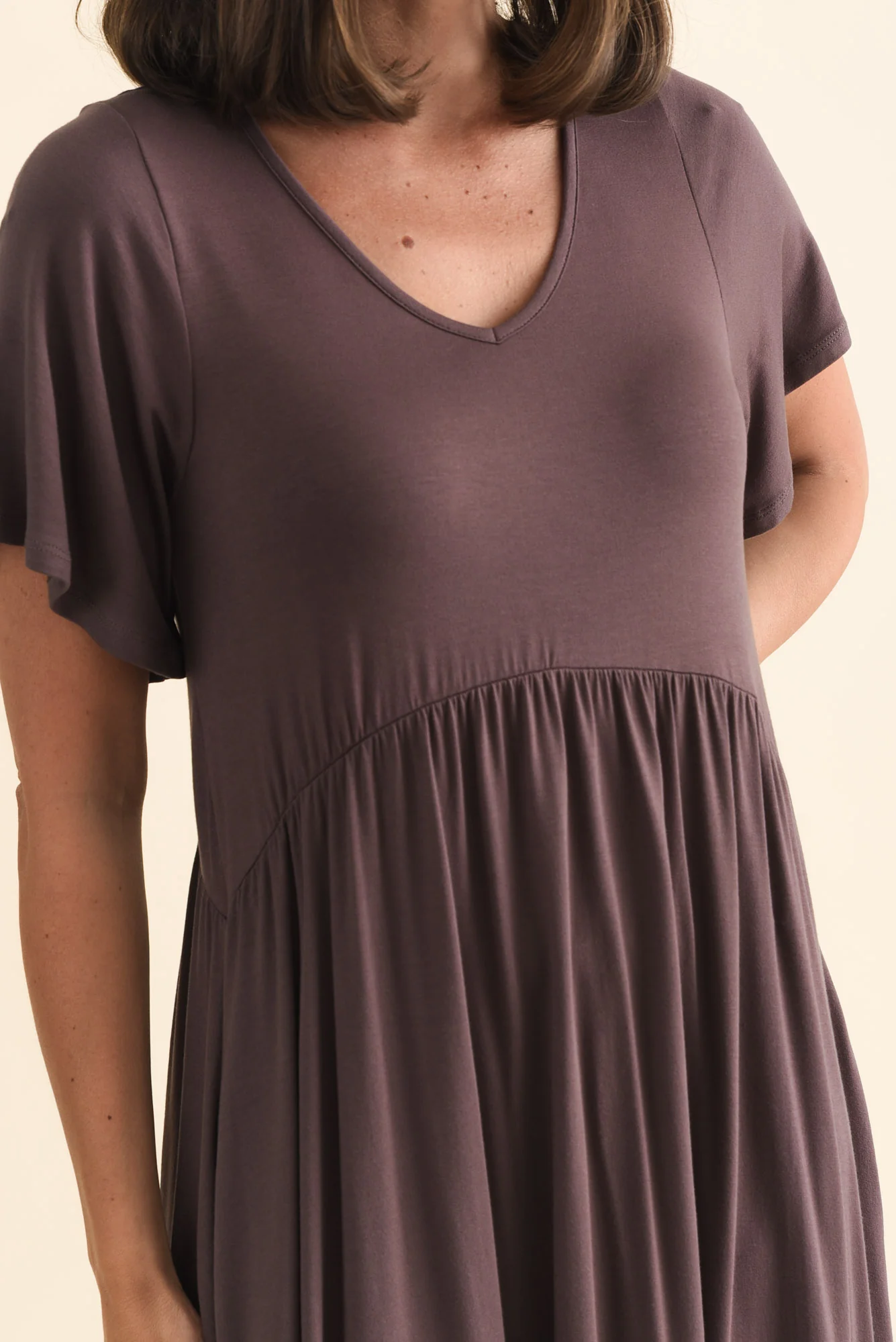 Donna Brown Gathered Dress - Image 5