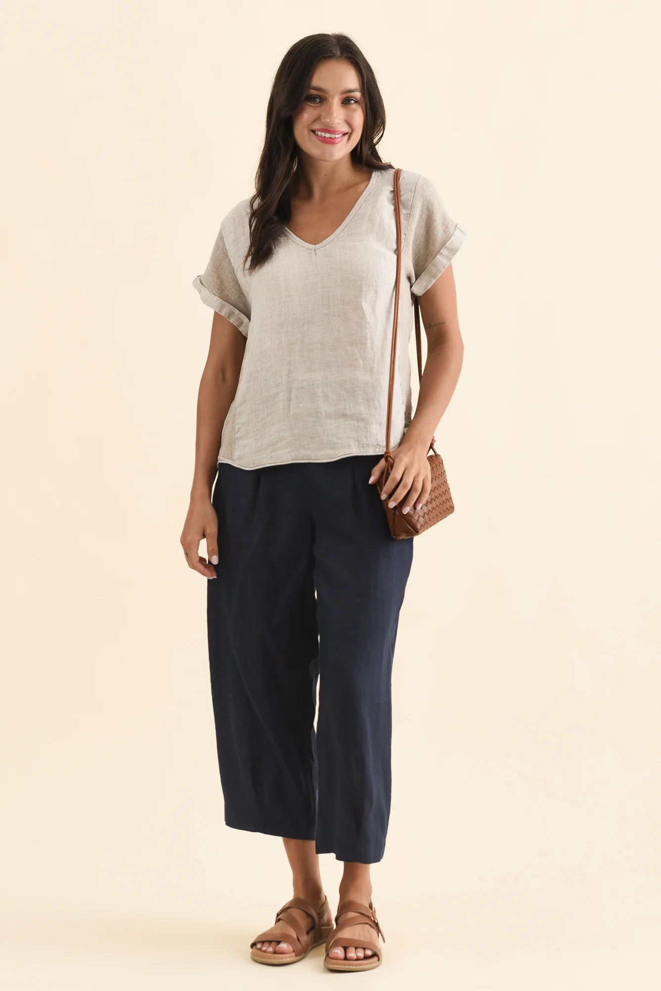 Dorian Beige Linen Cotton Top - Image 3