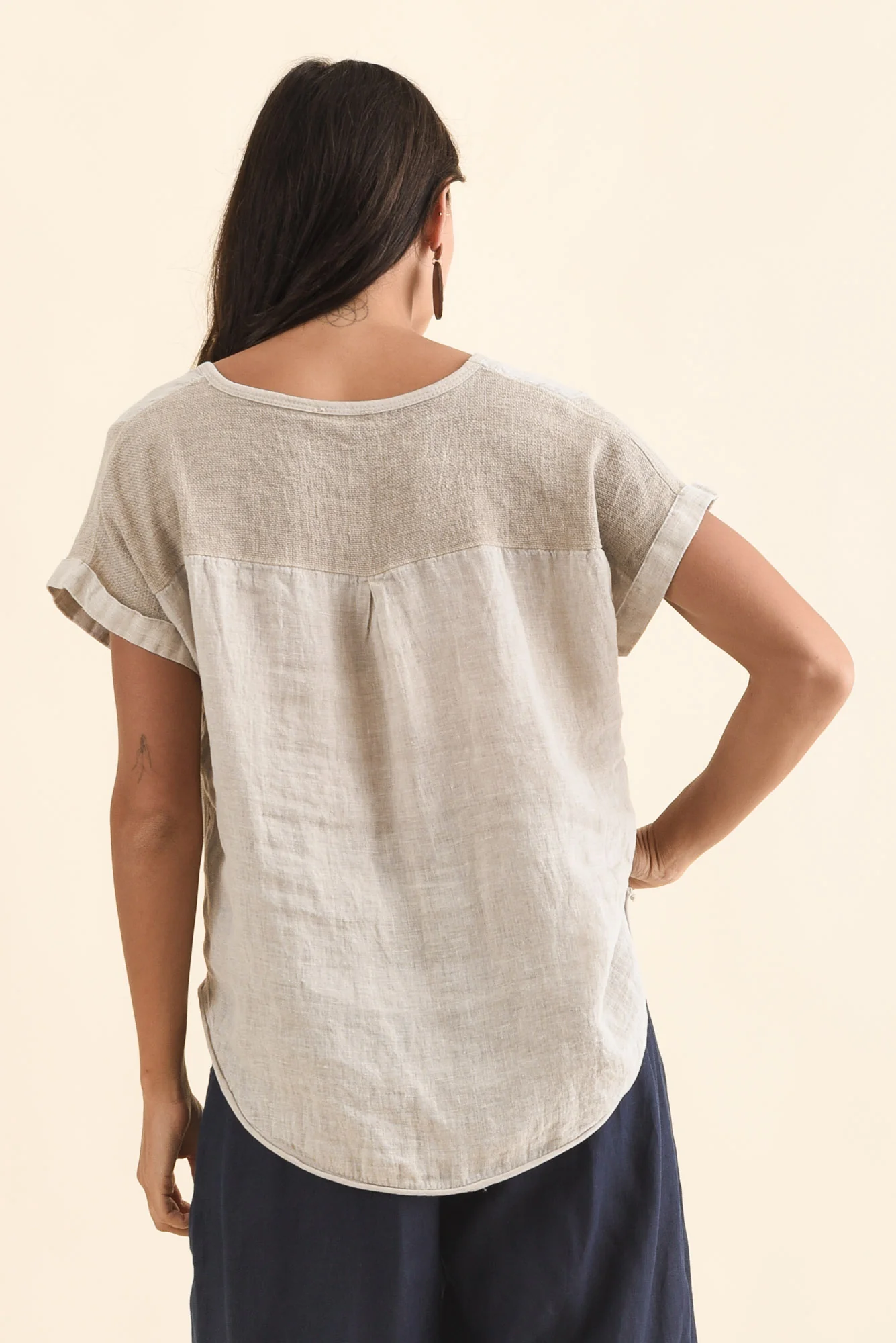 Dorian Beige Linen Cotton Top - Image 5