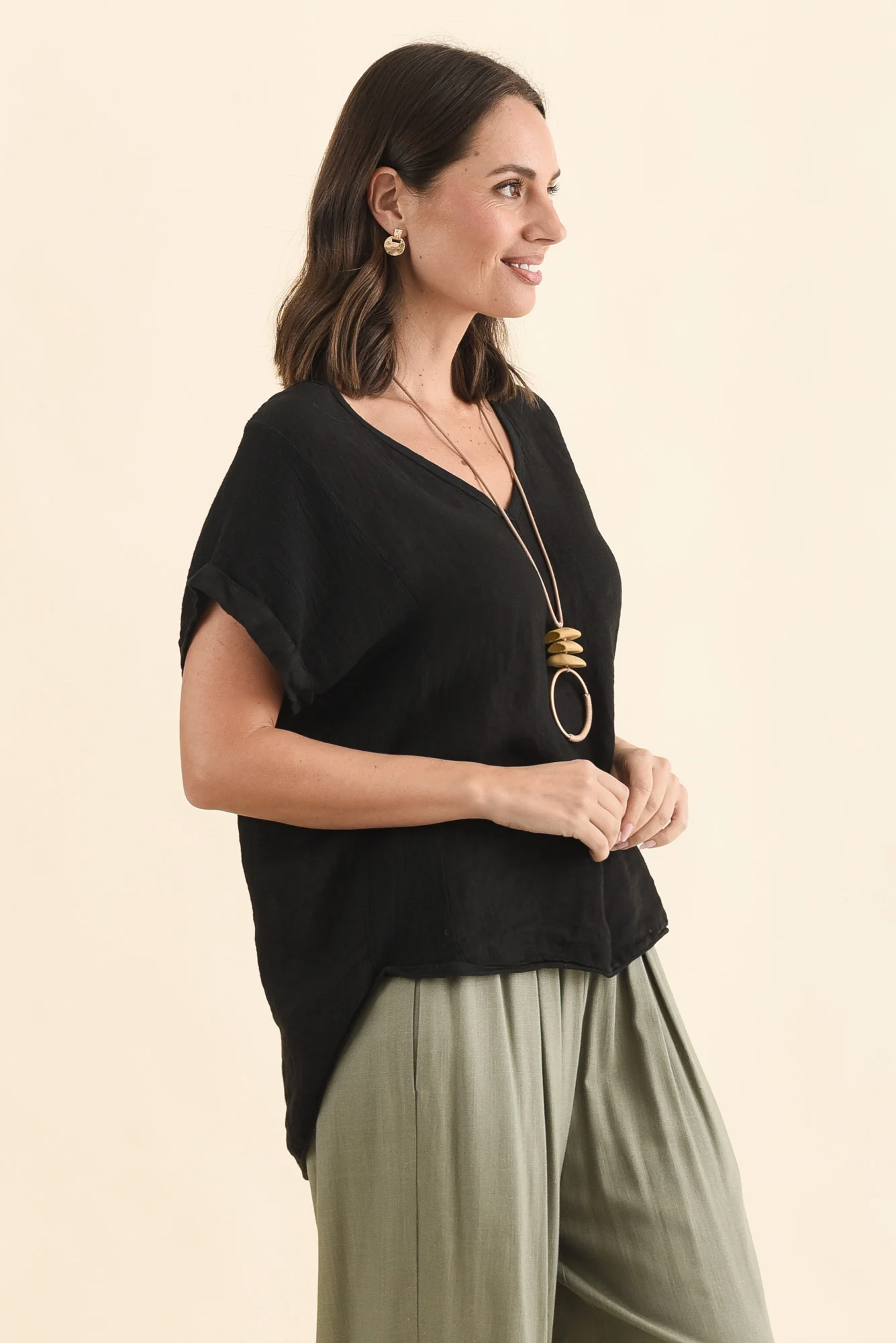 Dorian Black Linen Cotton Top - Image 3