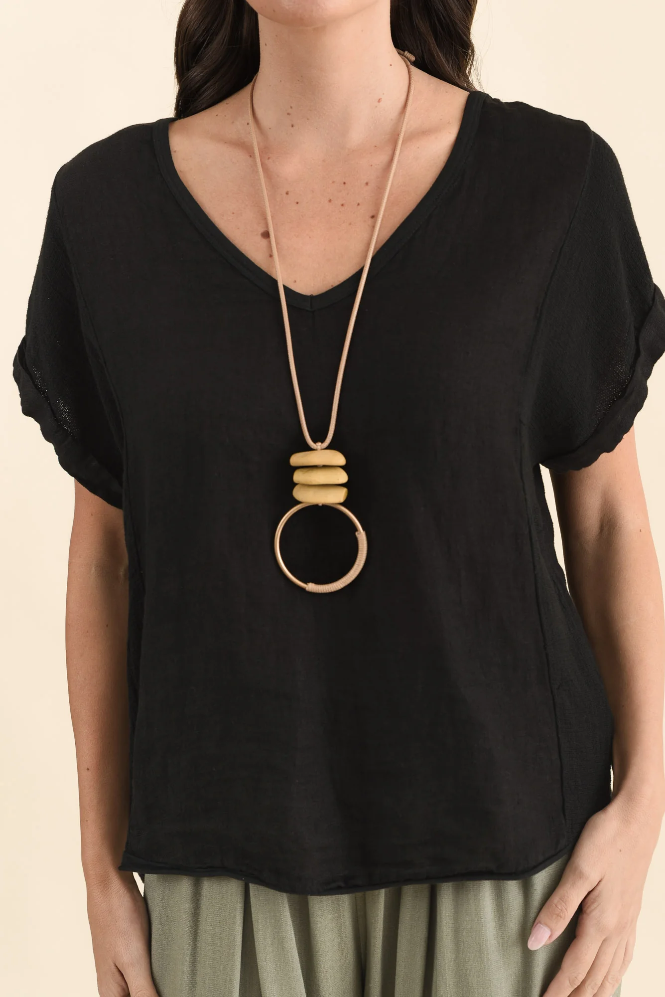 Dorian Black Linen Cotton Top - Image 5