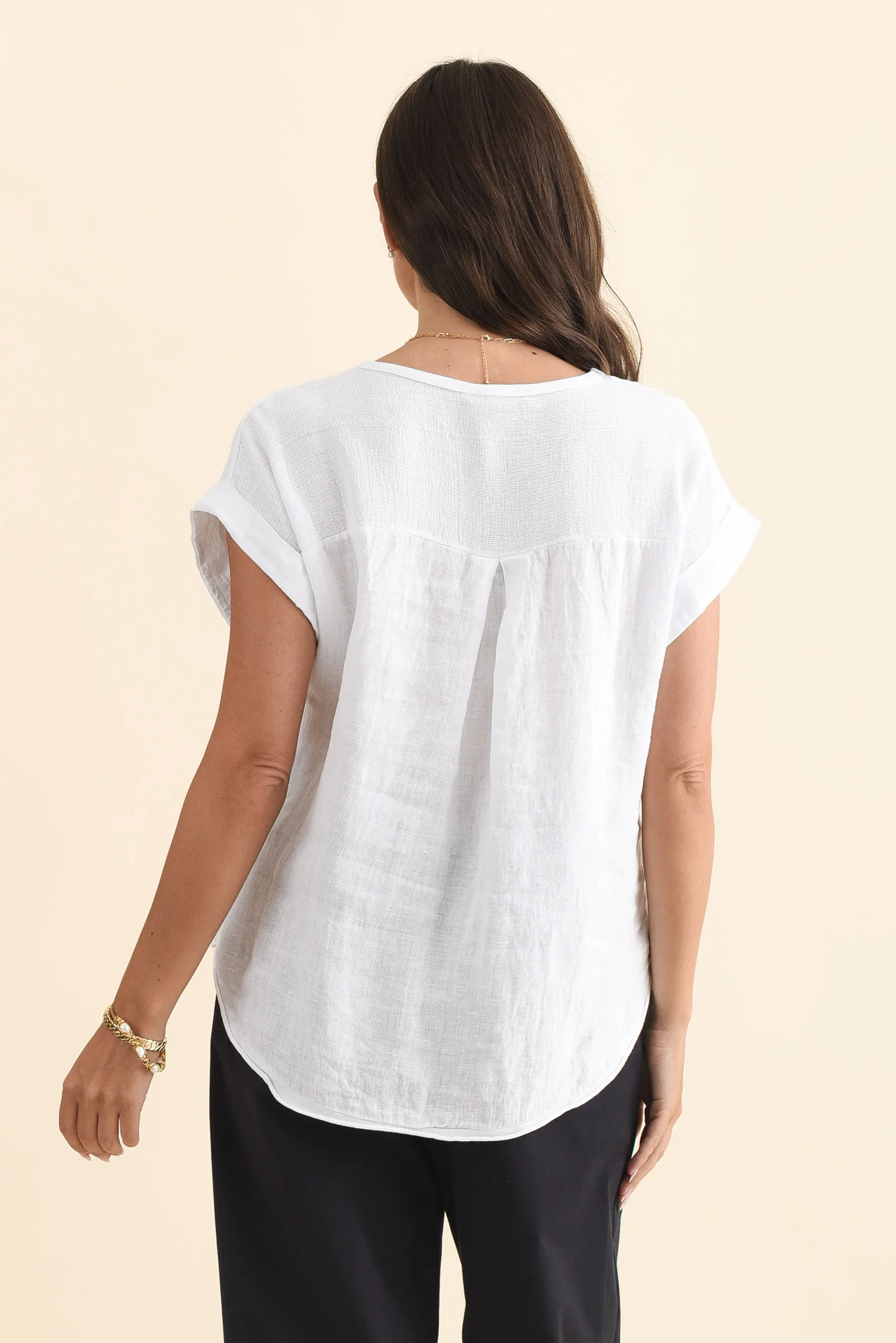 Dorian White Linen Cotton Top - Image 5