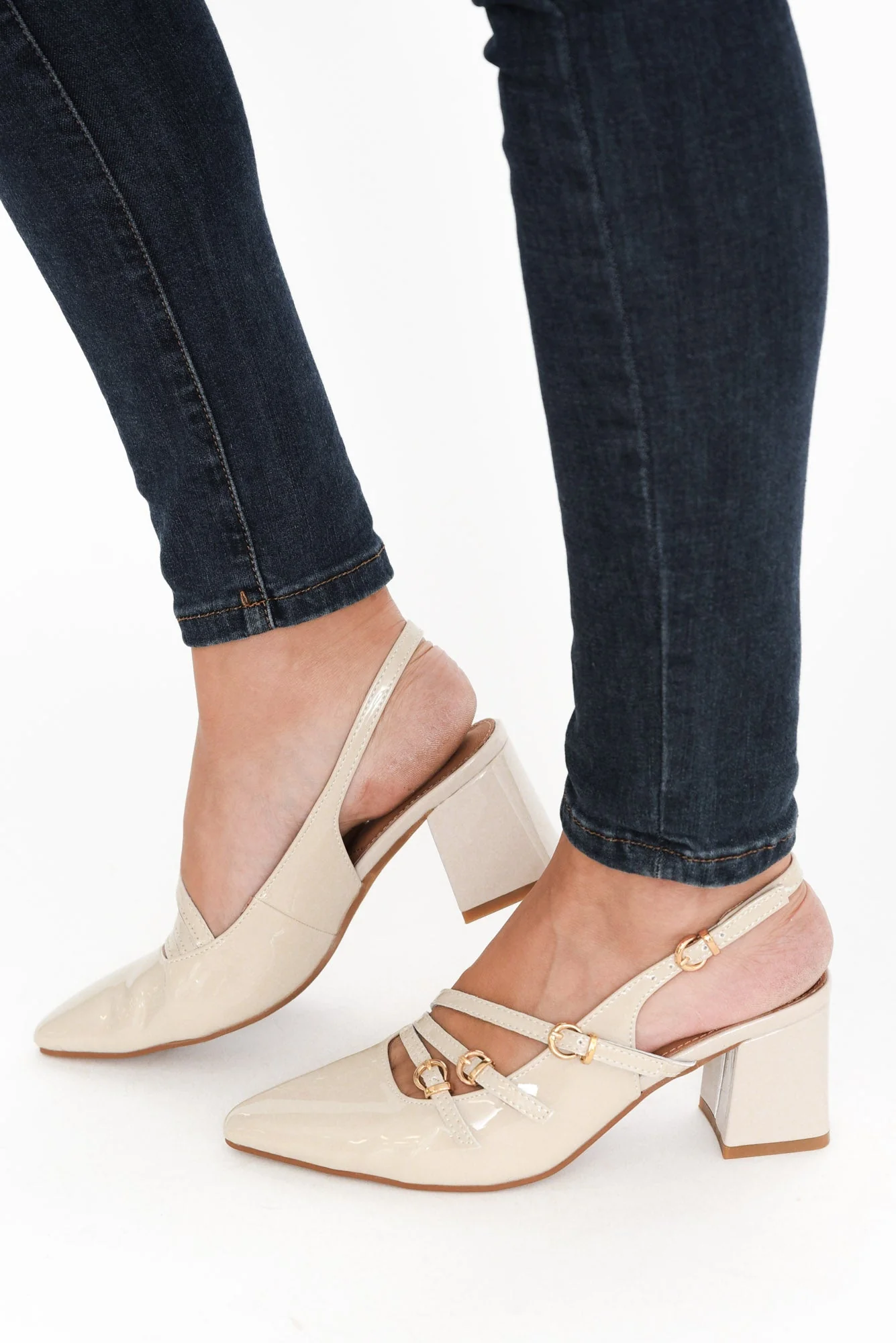 Duchess Bone Patent Leather Slingback Heel - Image 5