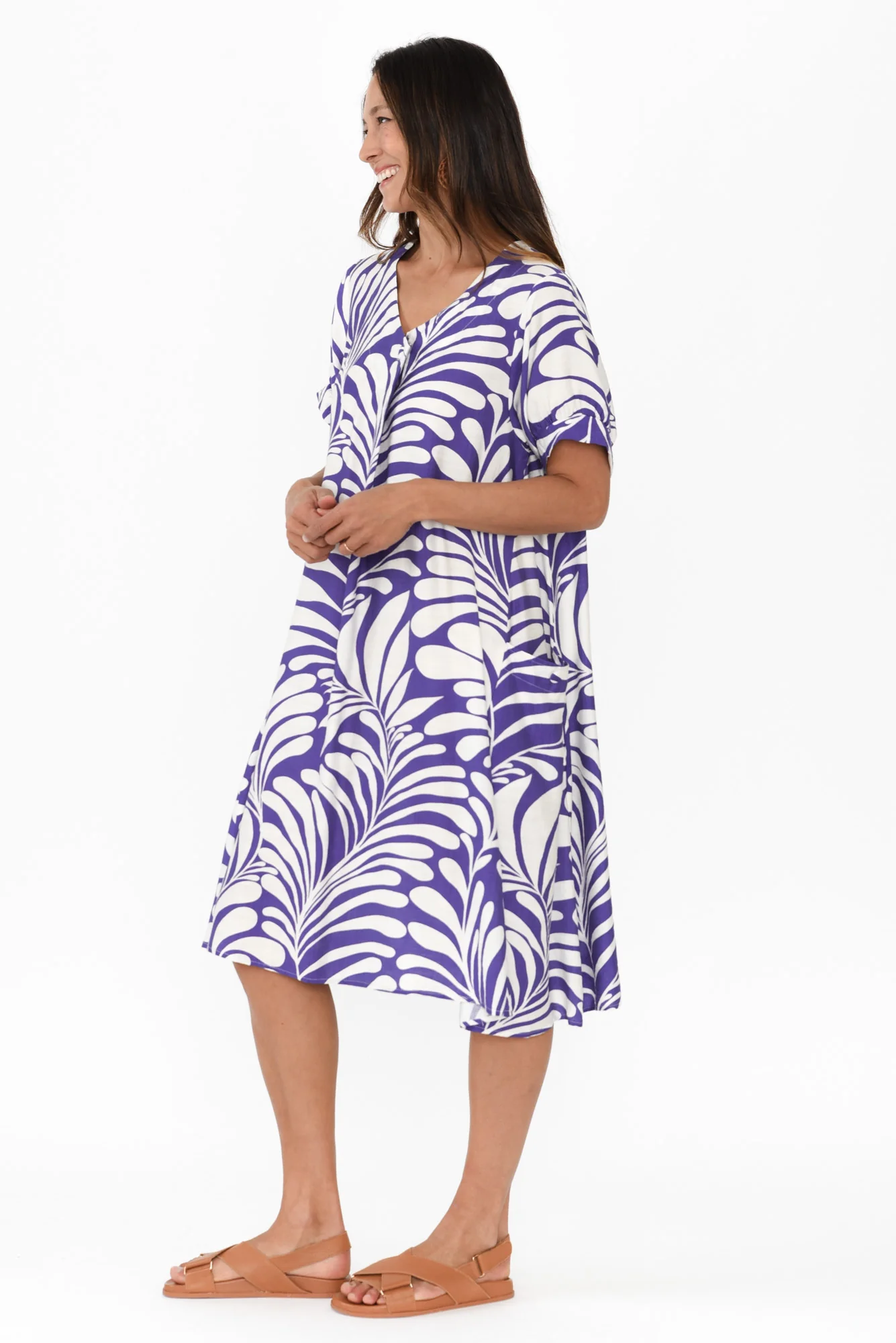 Dulce Blue Swirl Pocket Dress - Image 3
