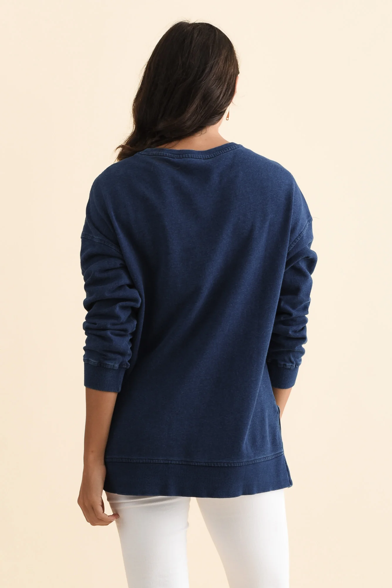 Easy Navy Cotton Crew Sweatshirt - Image 5