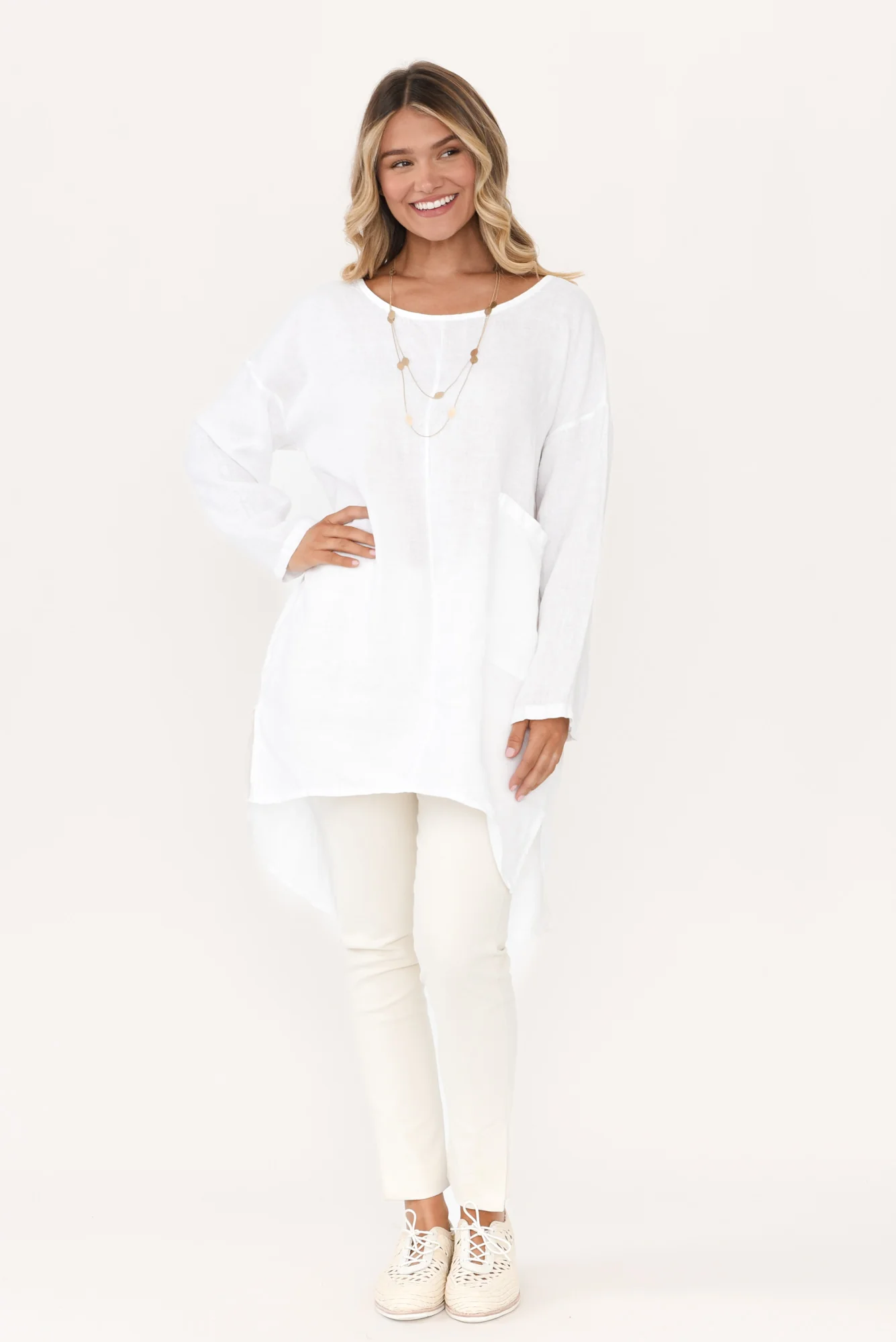 Eclipse Cream Cotton Stretch Pants - Image 3