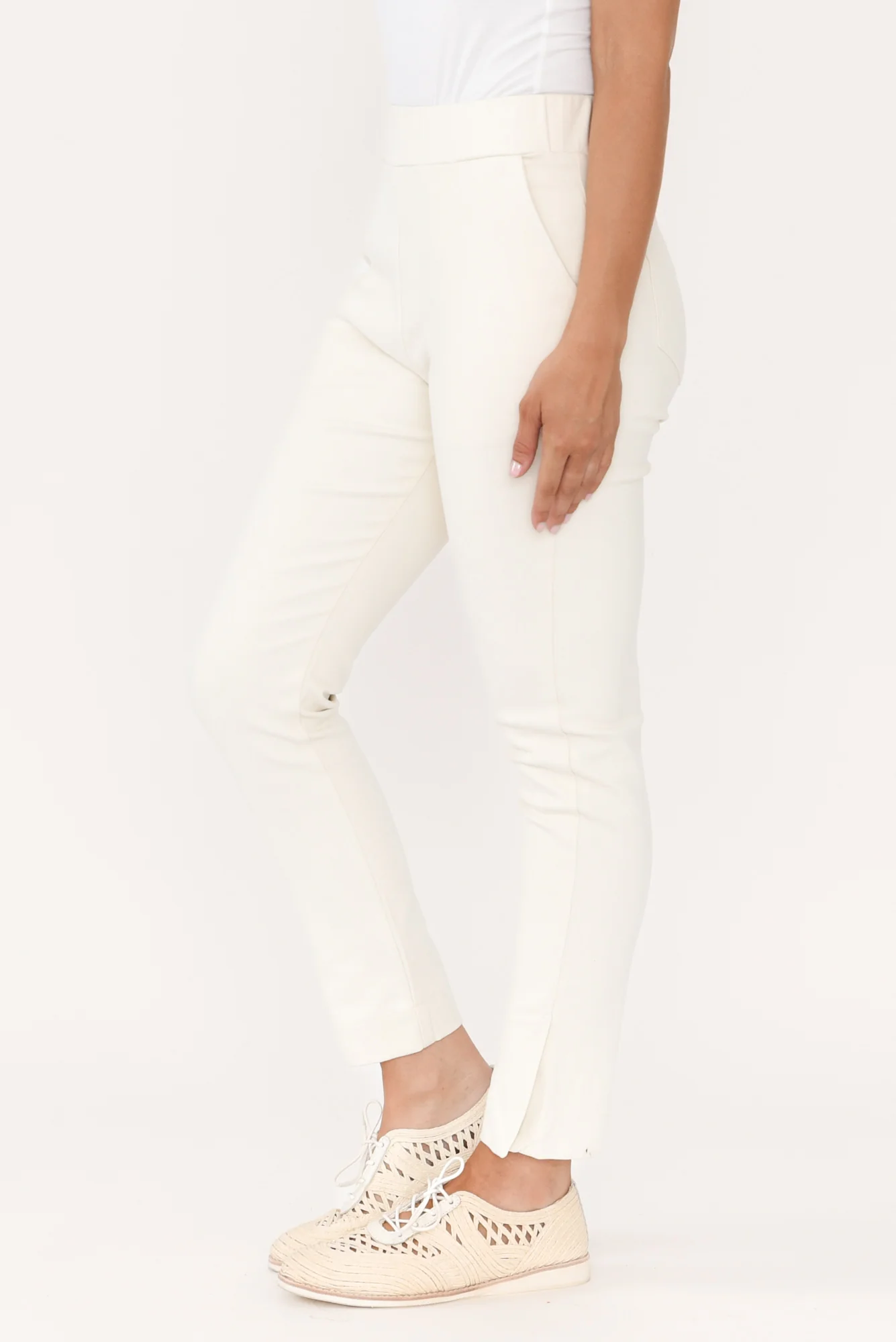 Eclipse Cream Cotton Stretch Pants - Image 4