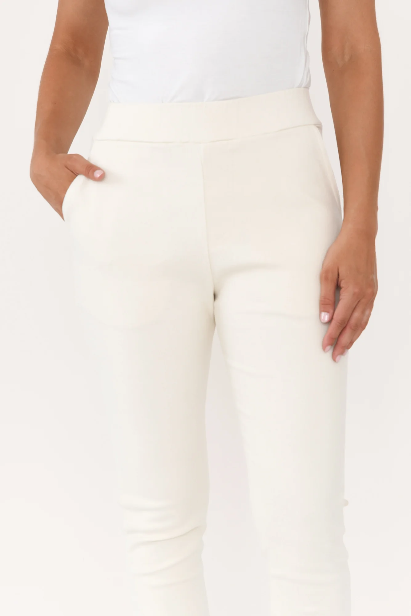 Eclipse Cream Cotton Stretch Pants - Image 6