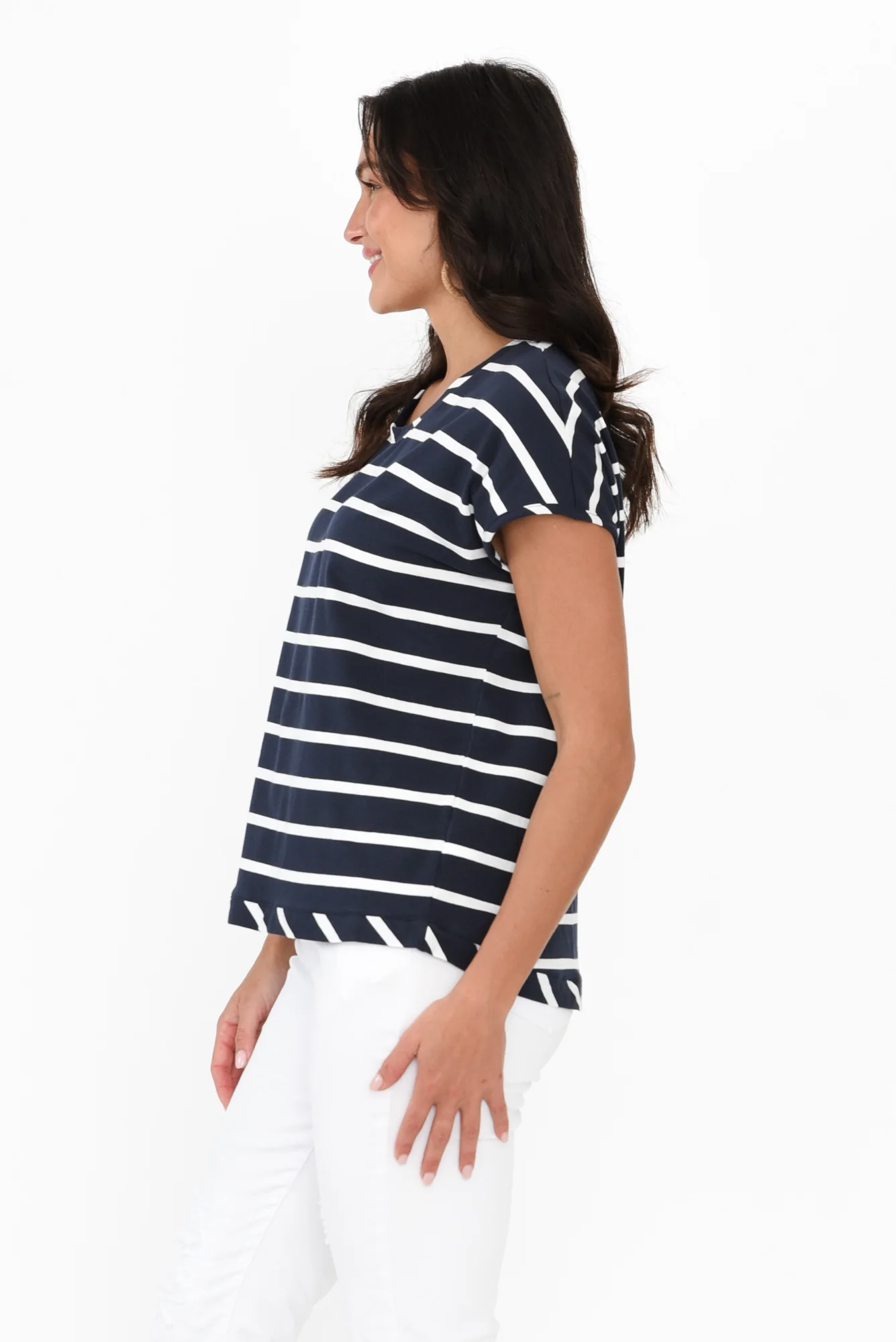 Eddie Navy Stripe Cotton Tee - Image 3