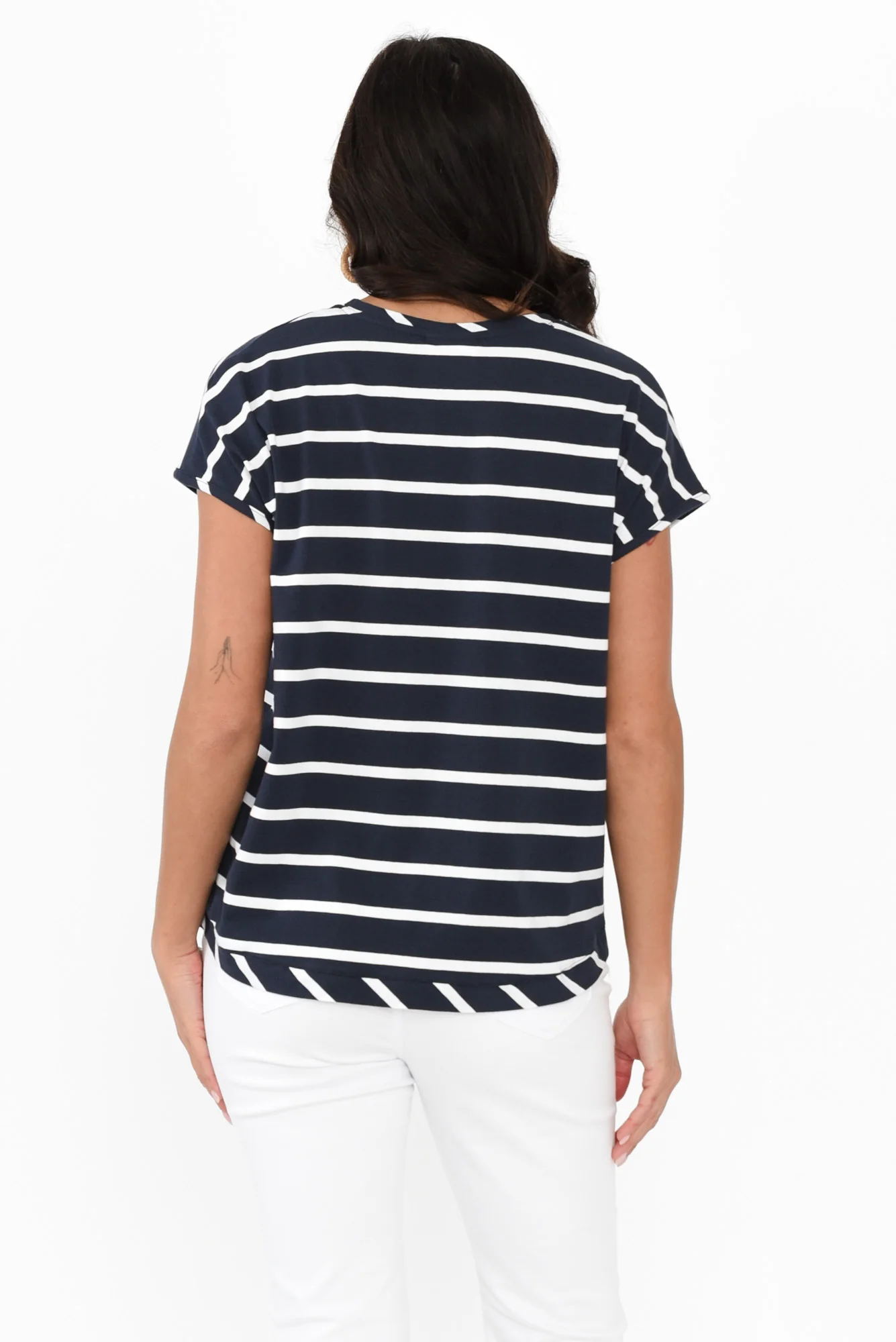 Eddie Navy Stripe Cotton Tee - Image 4