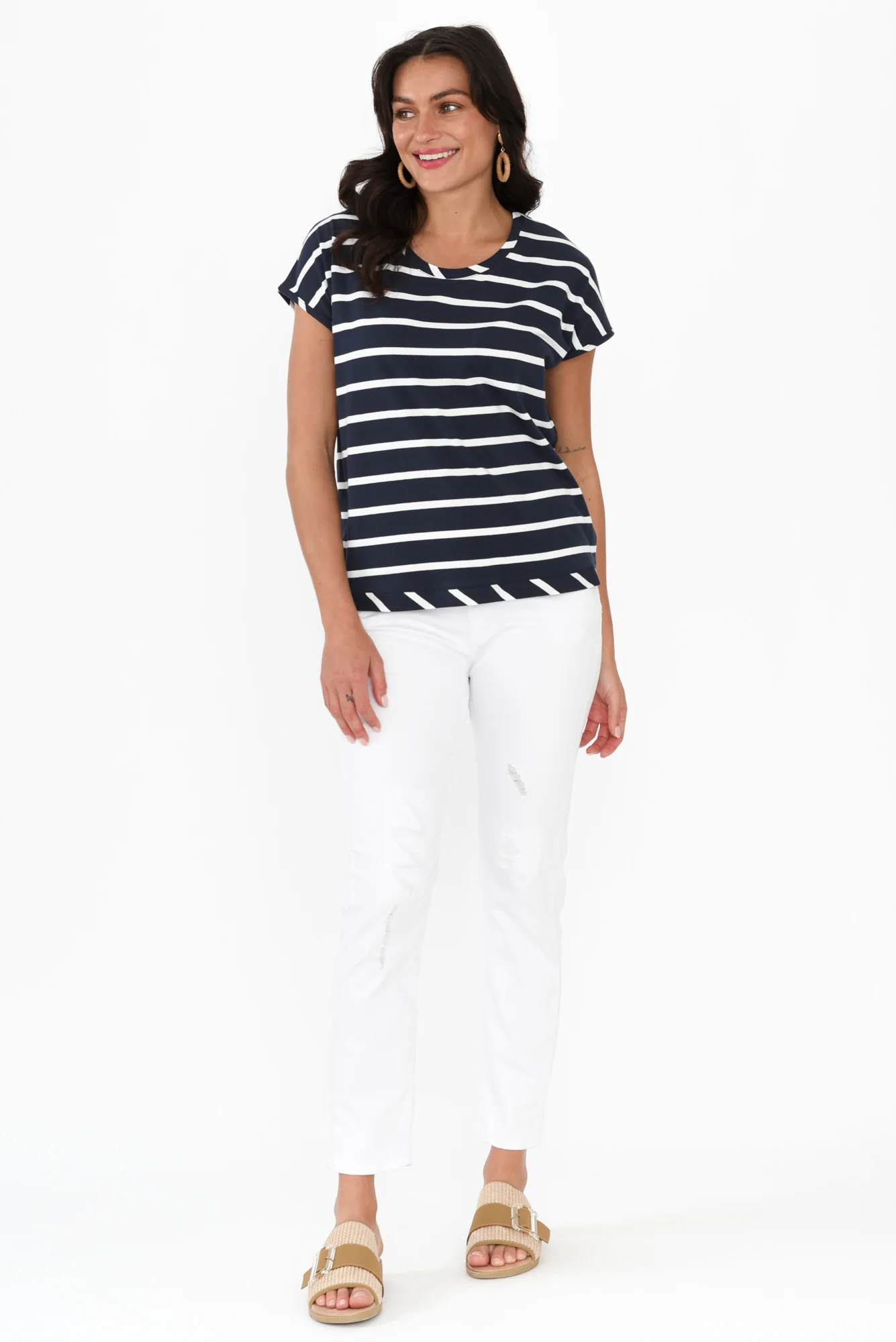 Eddie Navy Stripe Cotton Tee - Image 6