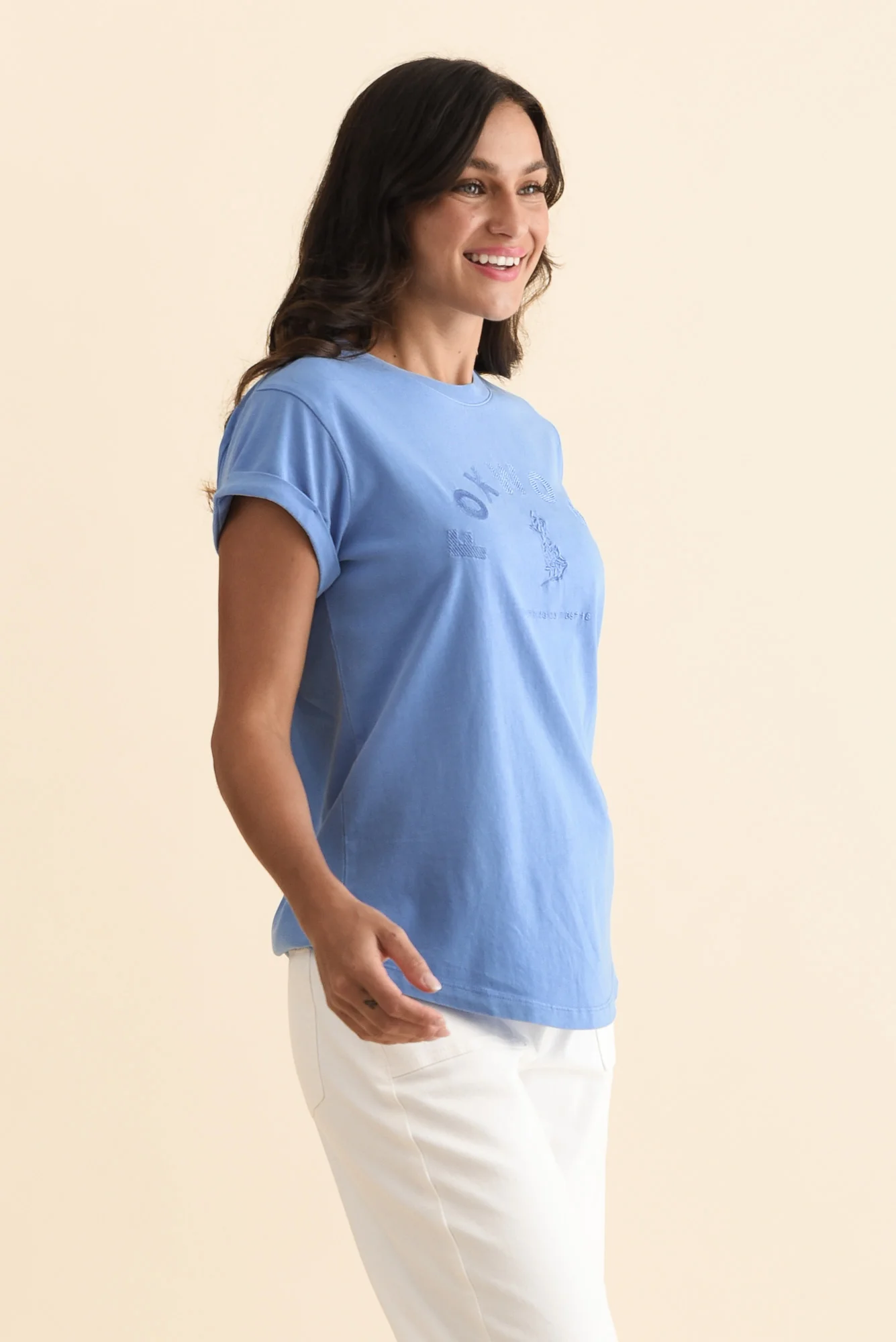 Effortless Blue Cotton Tee - Image 3