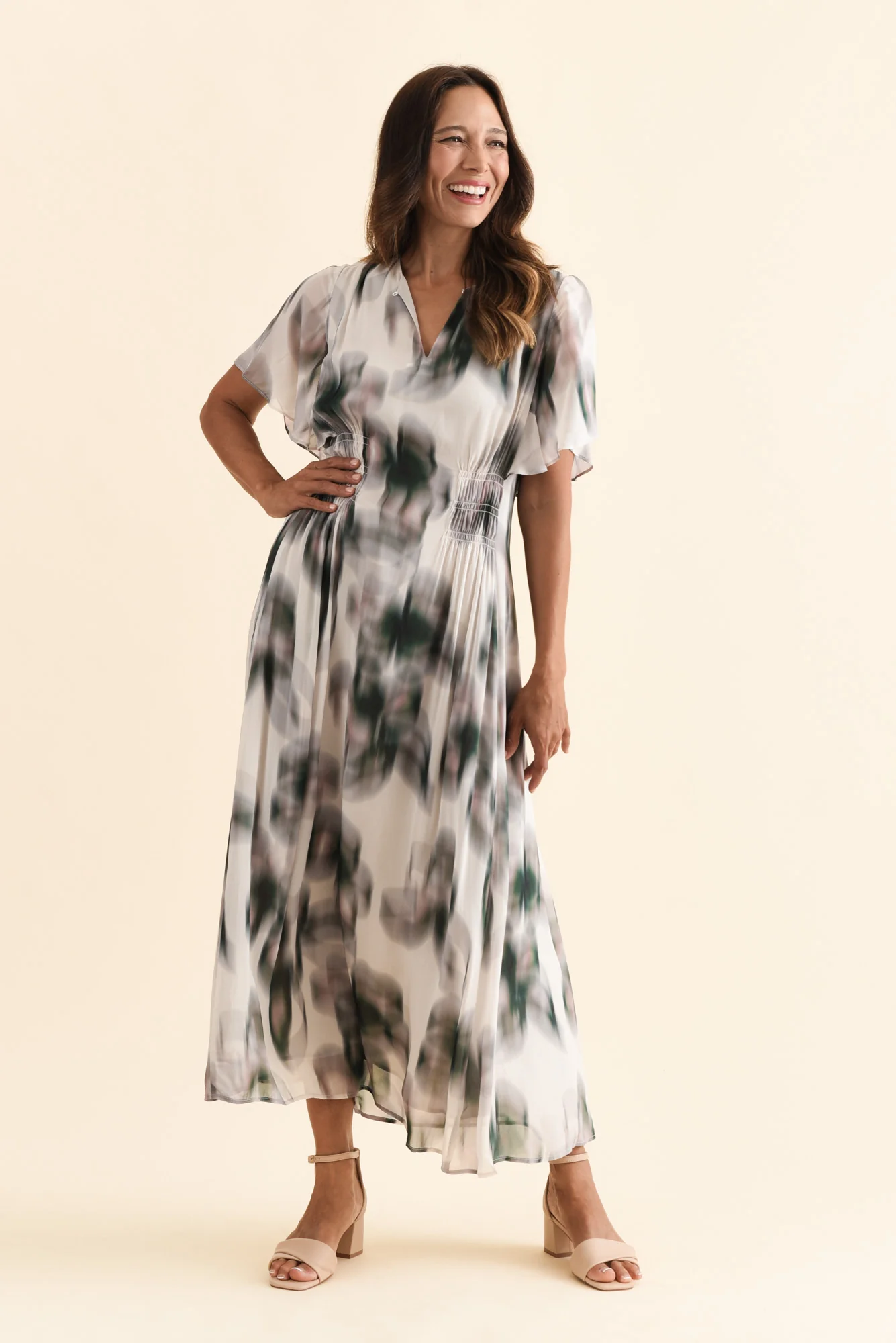 Elise Ivory Bloom Ruffle Dress - Image 2