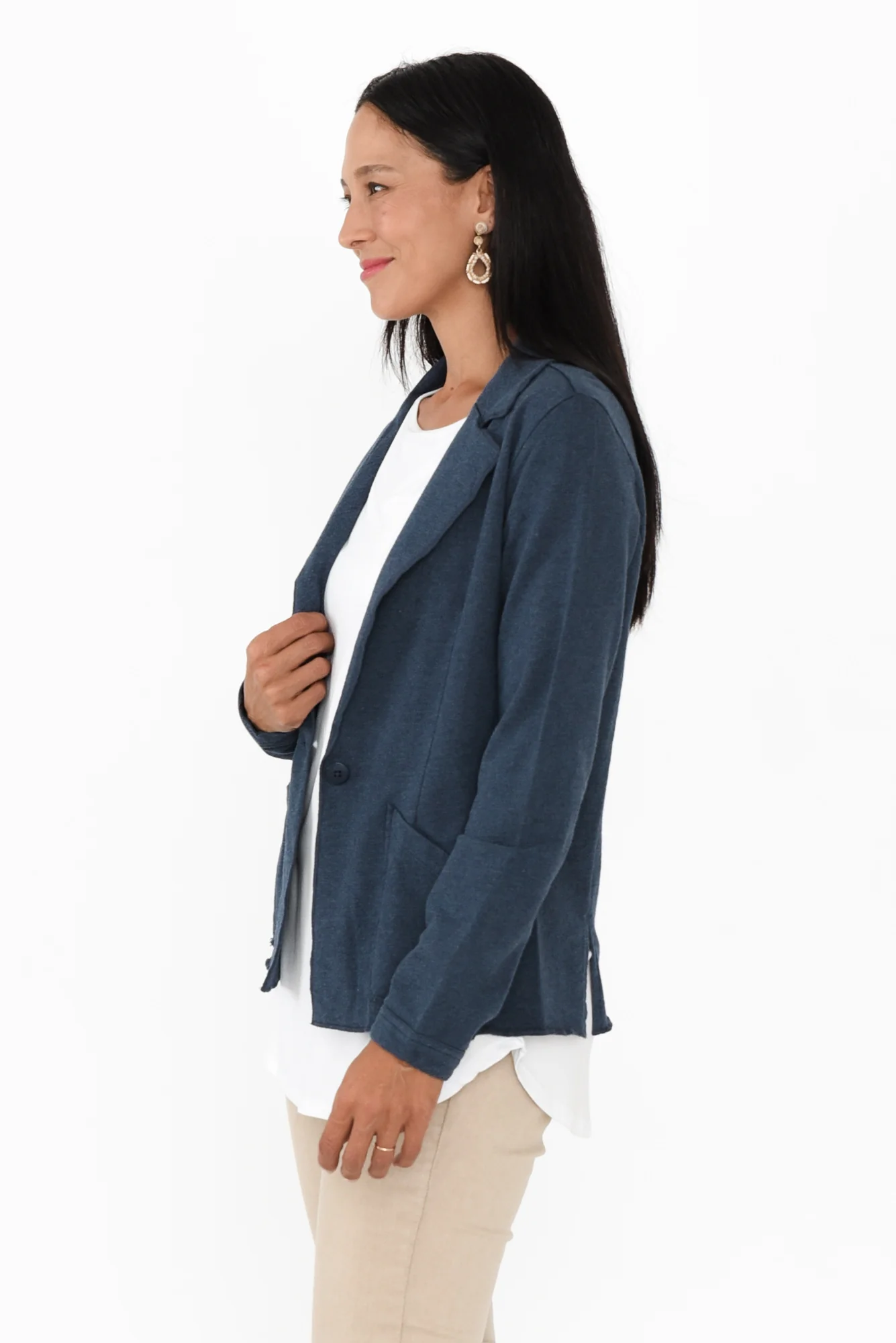 Elissa Navy Cotton Blazer - Image 4