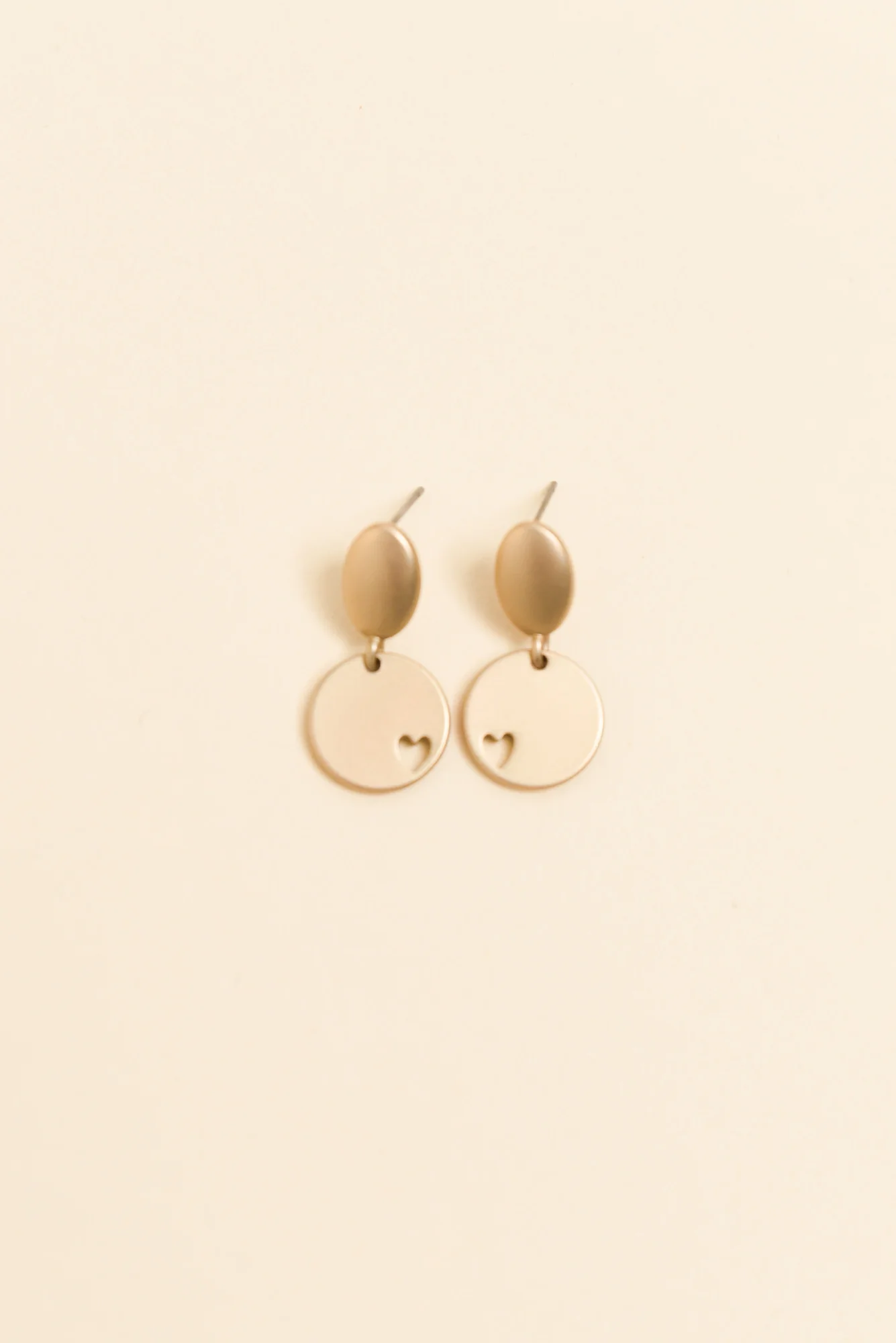 Elsa Gold Heart Disc Earrings
