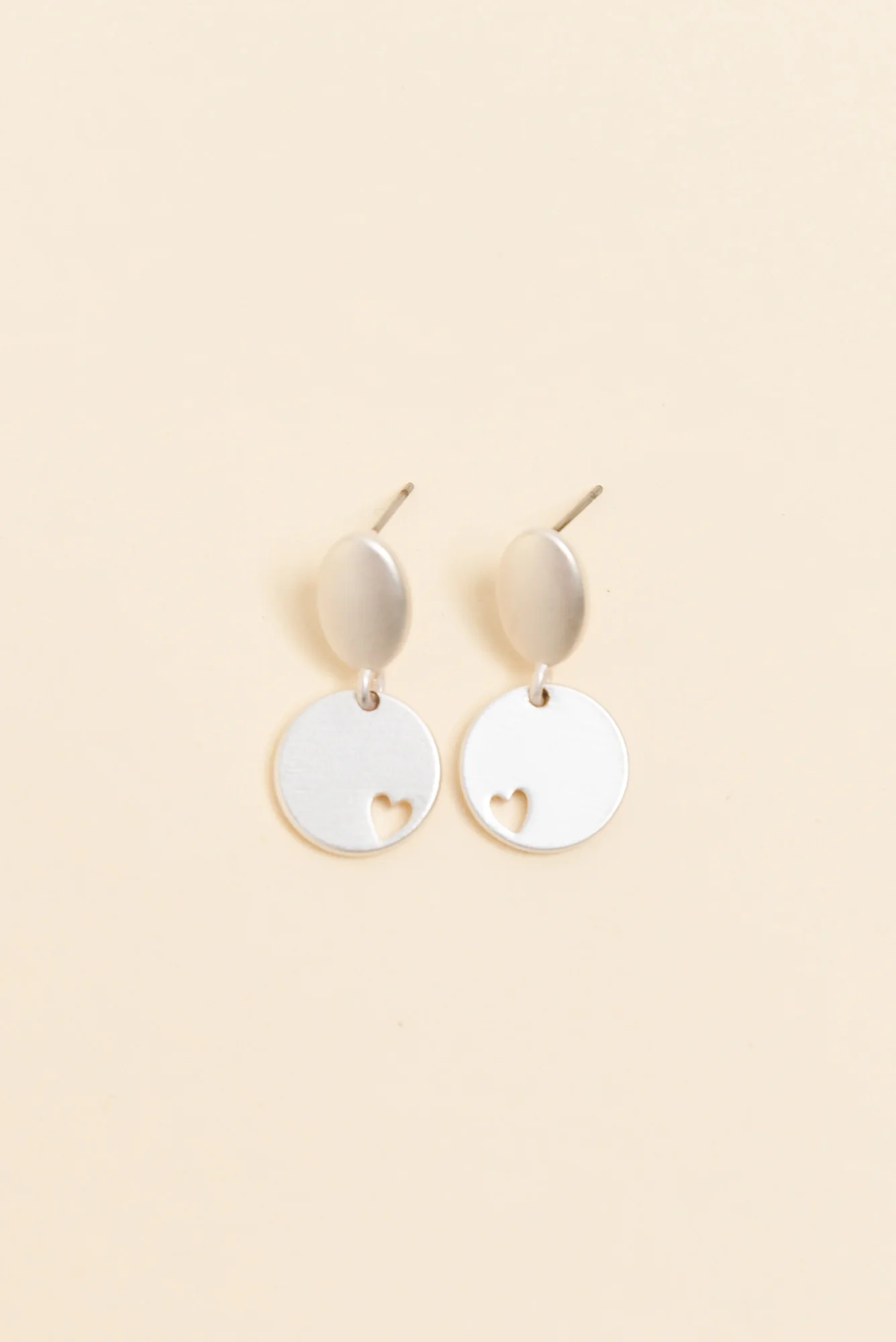 Elsa Silver Heart Disc Earrings