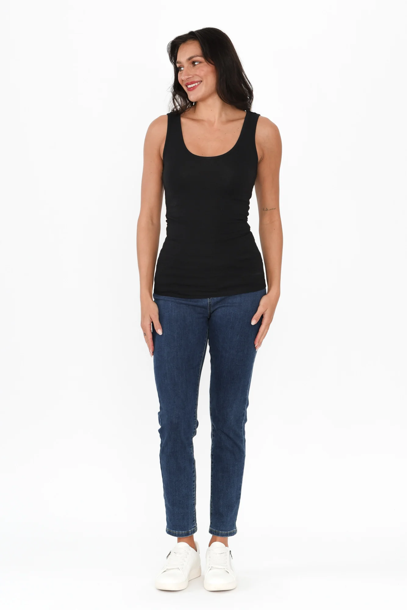 Emma Black Cotton Tank Top - Image 6
