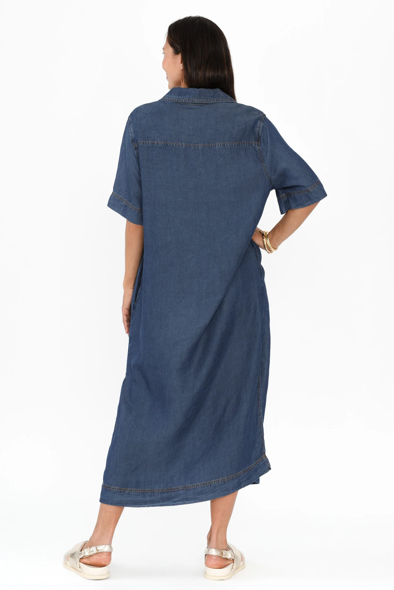 Emmy Dark Blue Denim Shirt Dress - Image 4