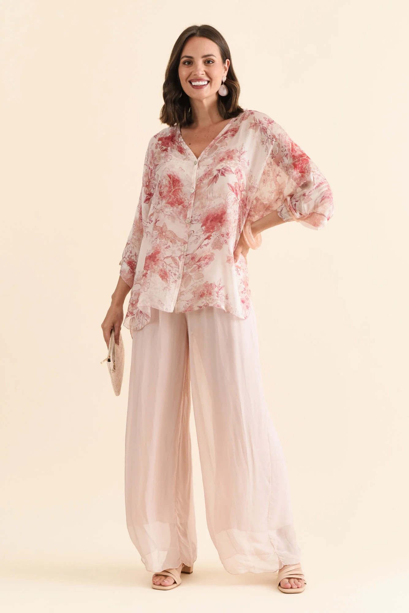 Enid Blush Silk Pants - Image 2