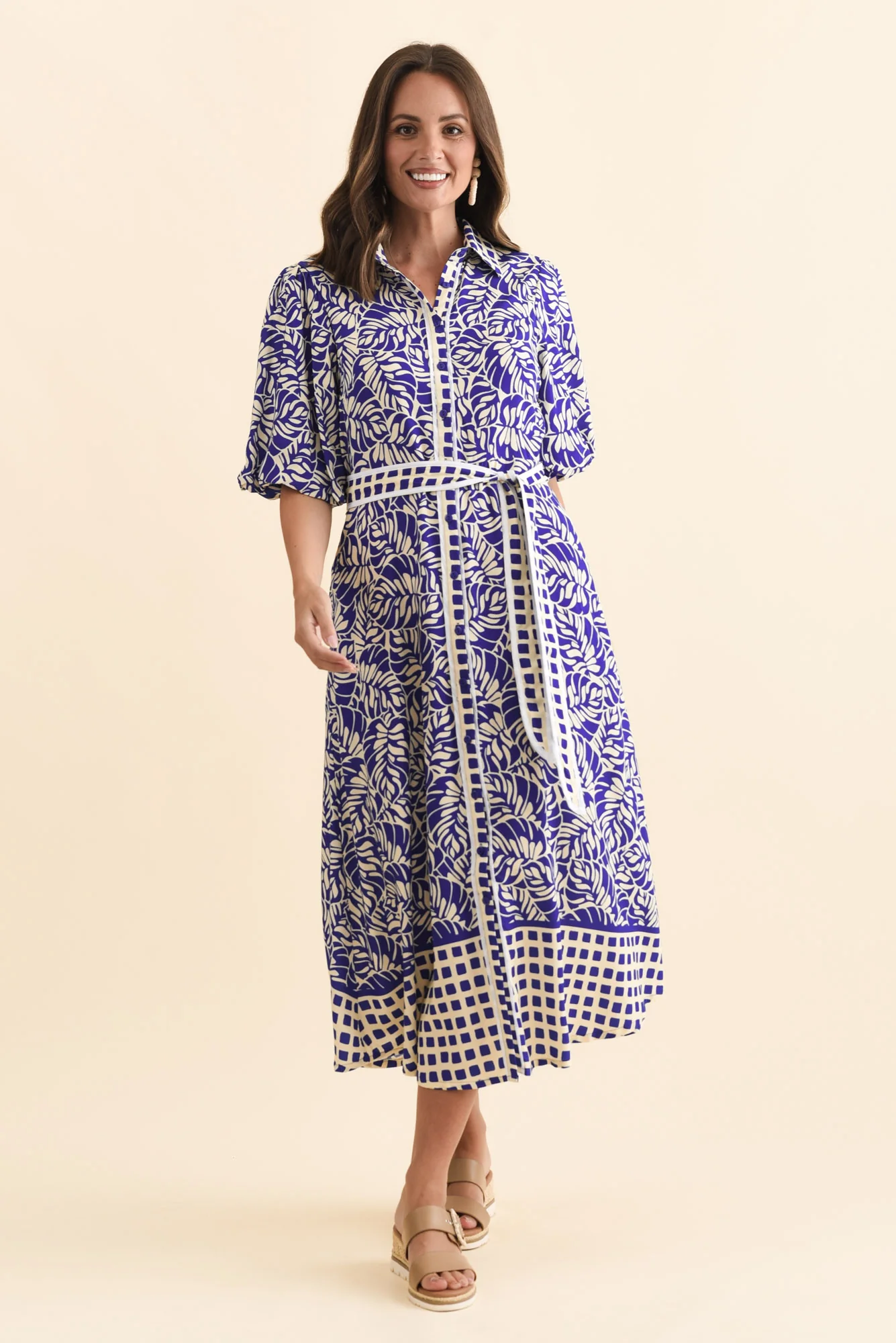 Eri Blue Fern Tie Dress - Image 3