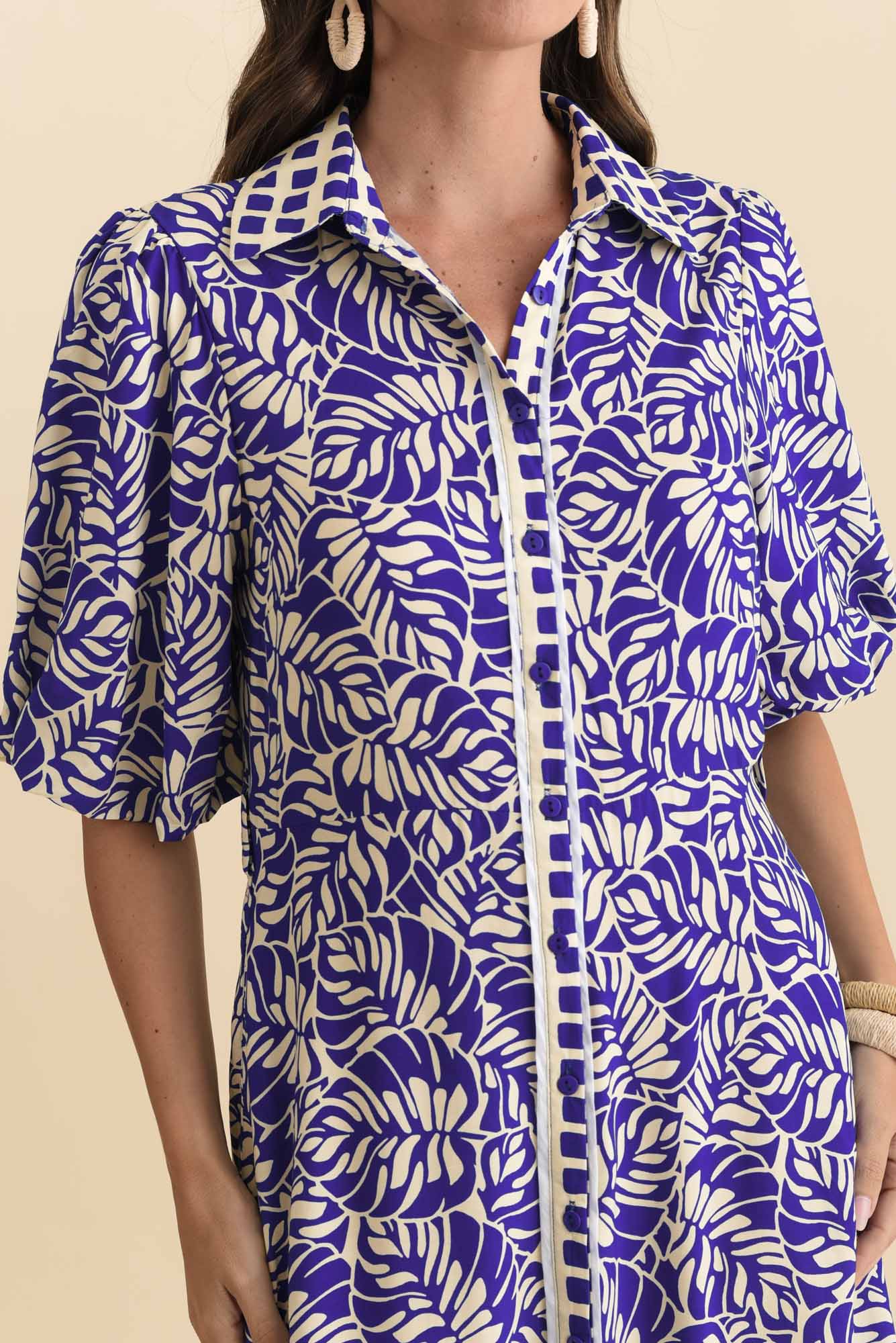 Eri Blue Fern Tie Dress - Image 6