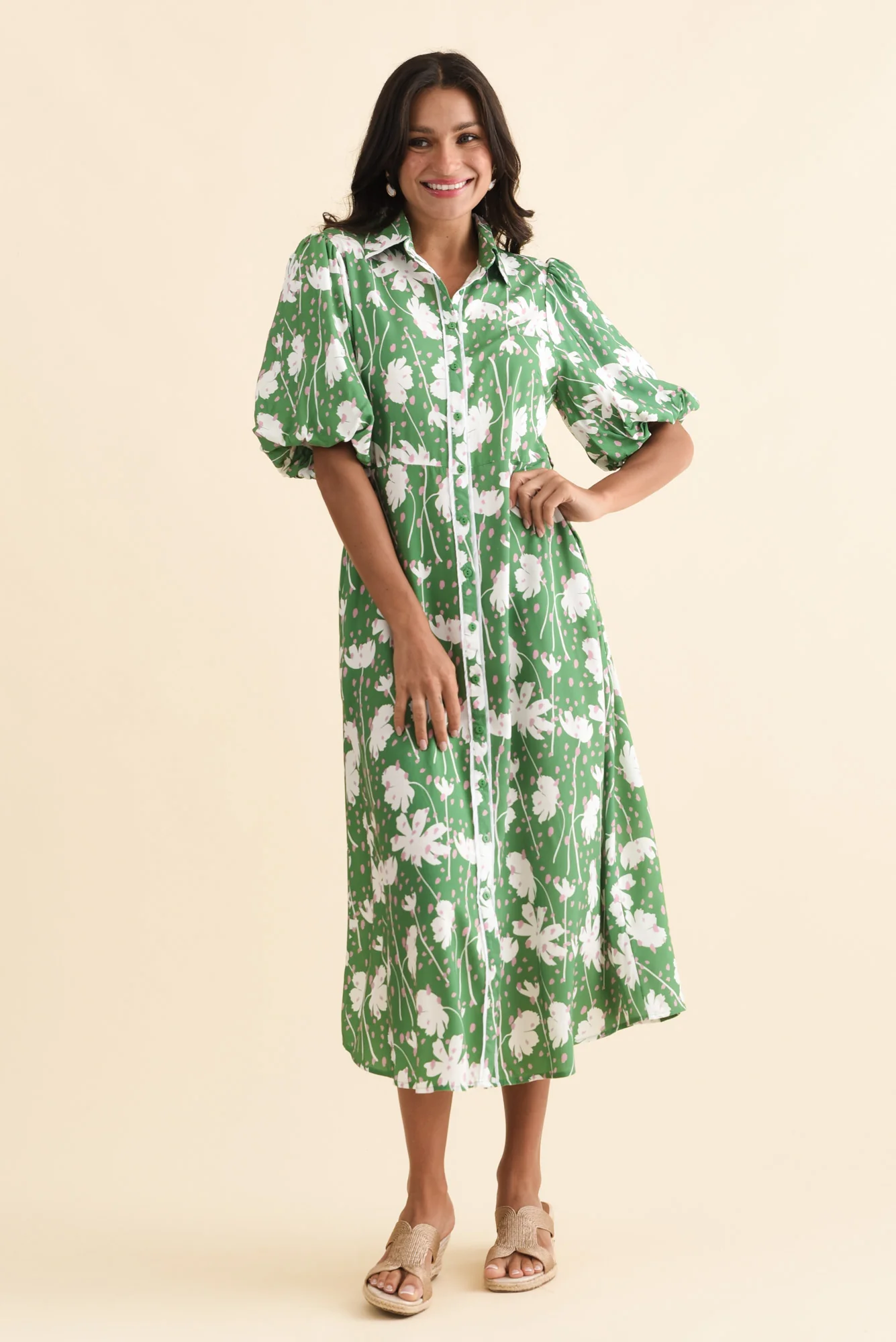 Eri Green Garden Tie Dress - Image 2