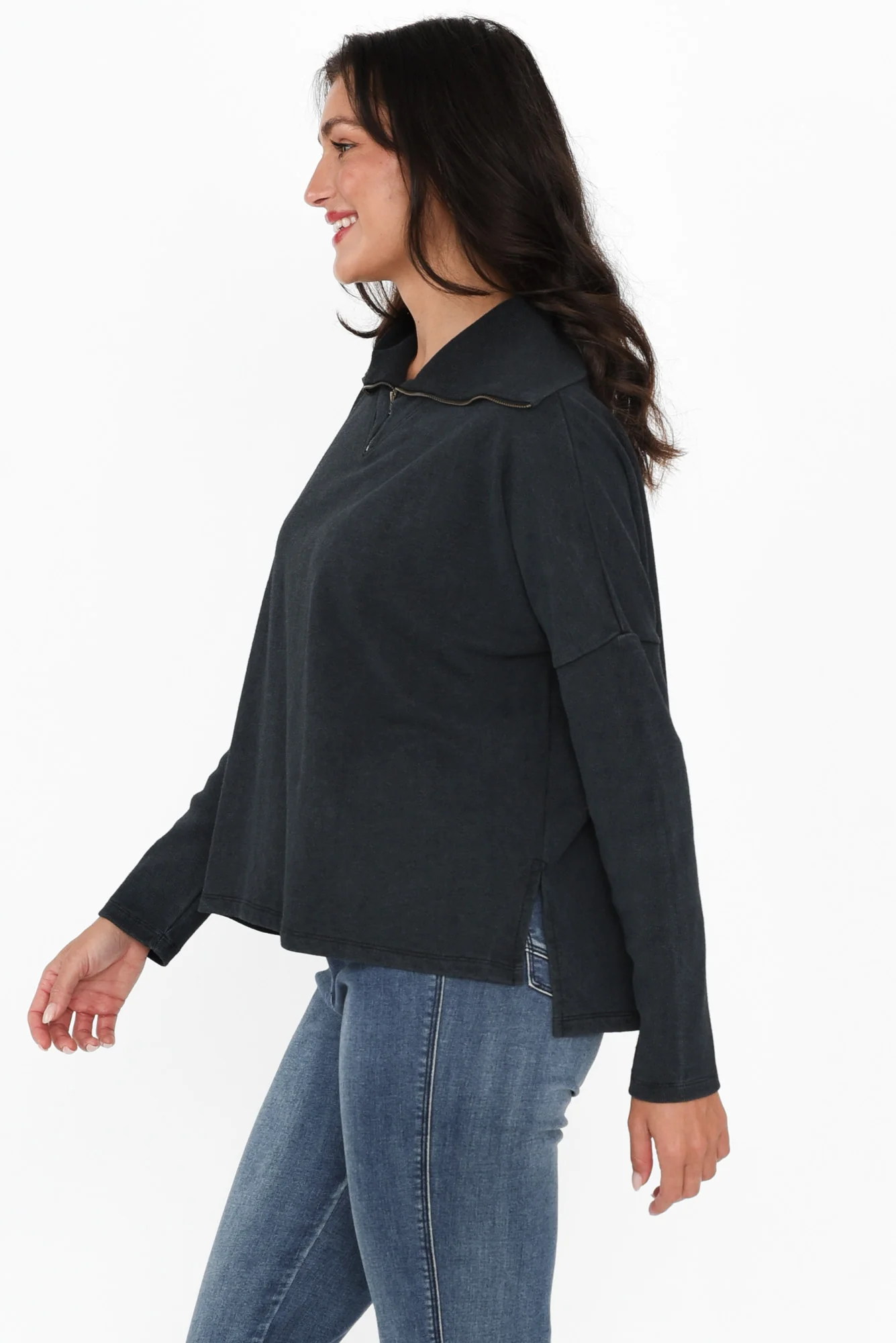 Etna Black Half Zip Sweatshirt - Image 4