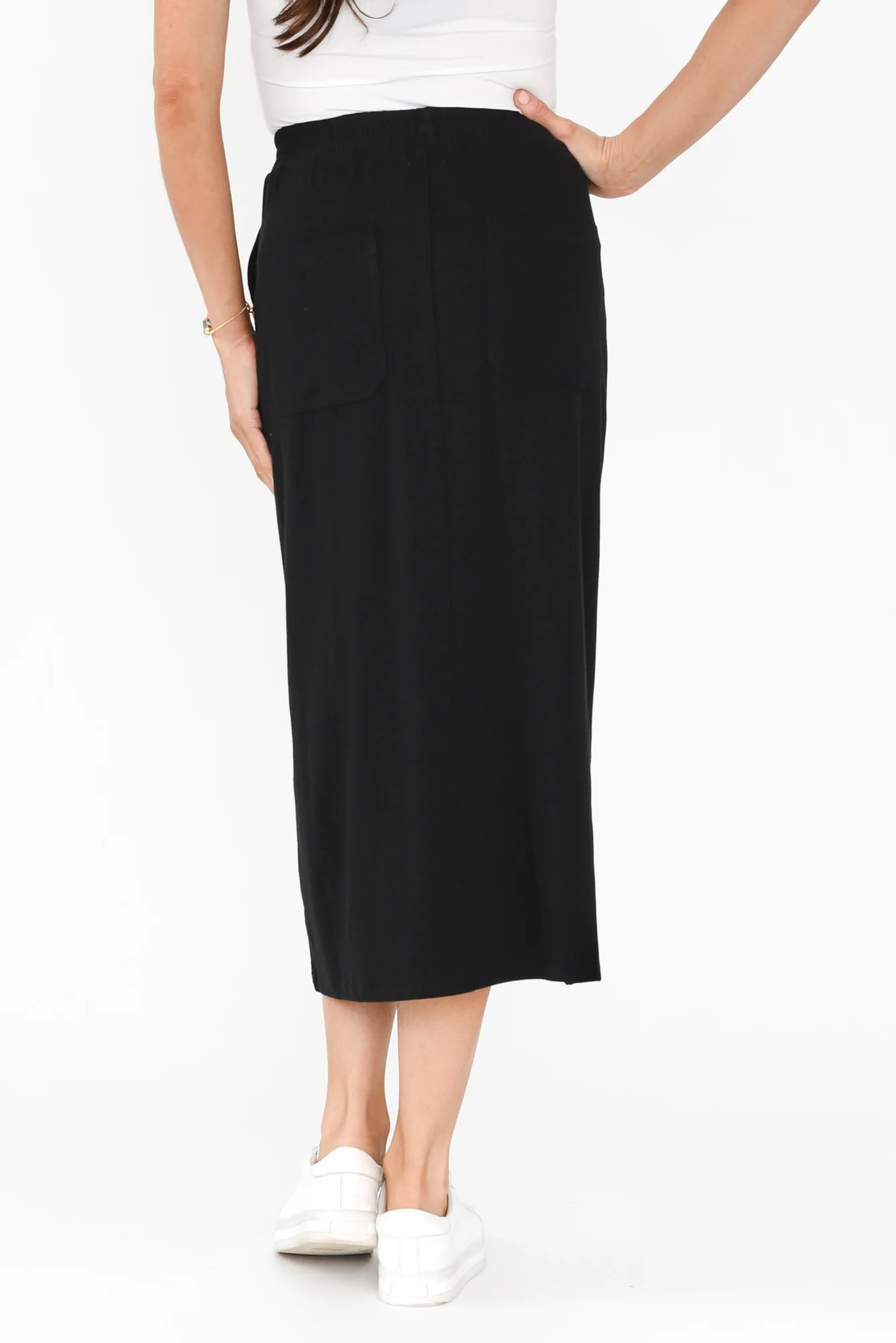 Etta Black Cotton Pocket Skirt - Image 6