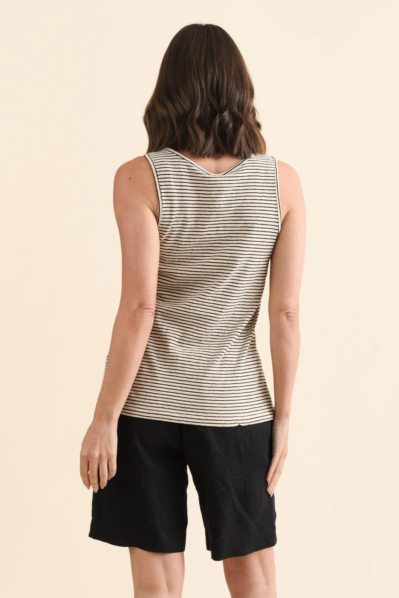 Evie Black Stripe Cotton Linen Tank - Image 5