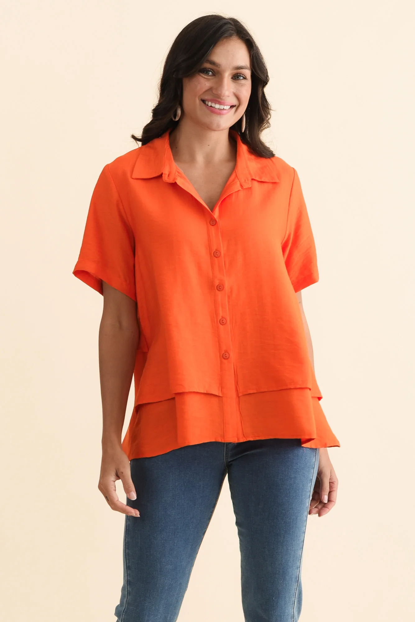 Ezra Orange Layered Top
