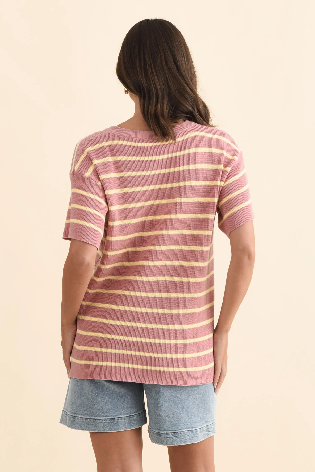 Fabian Blush Stripe Cotton Knit Top - Image 4