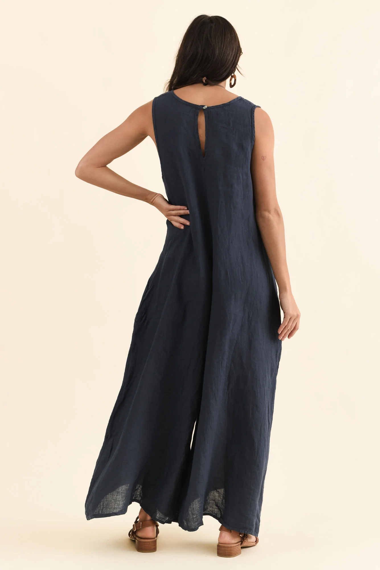 Fay Navy Linen Jumpsuit - Image 4