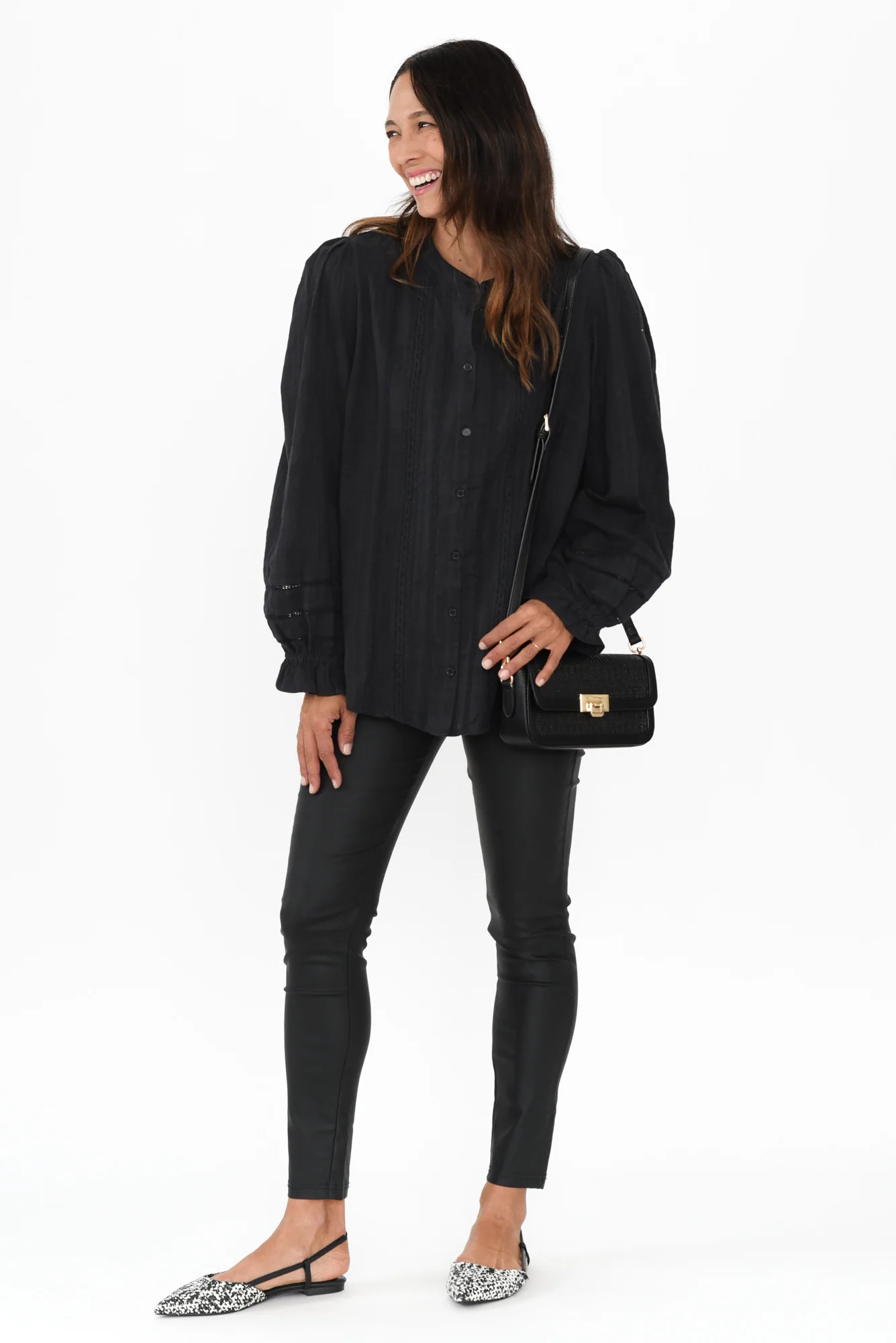 Fennel Black Cotton Blouse - Image 2