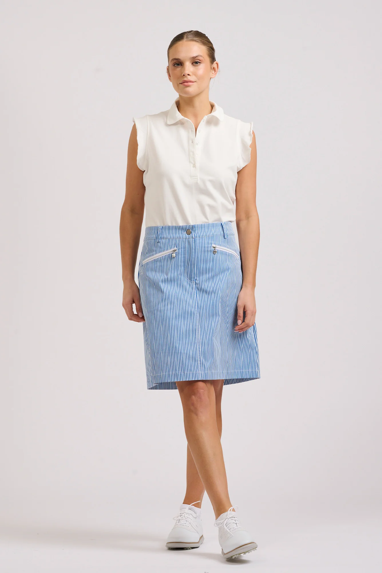 Ferra White Flutter Sleeve Polo - Image 5