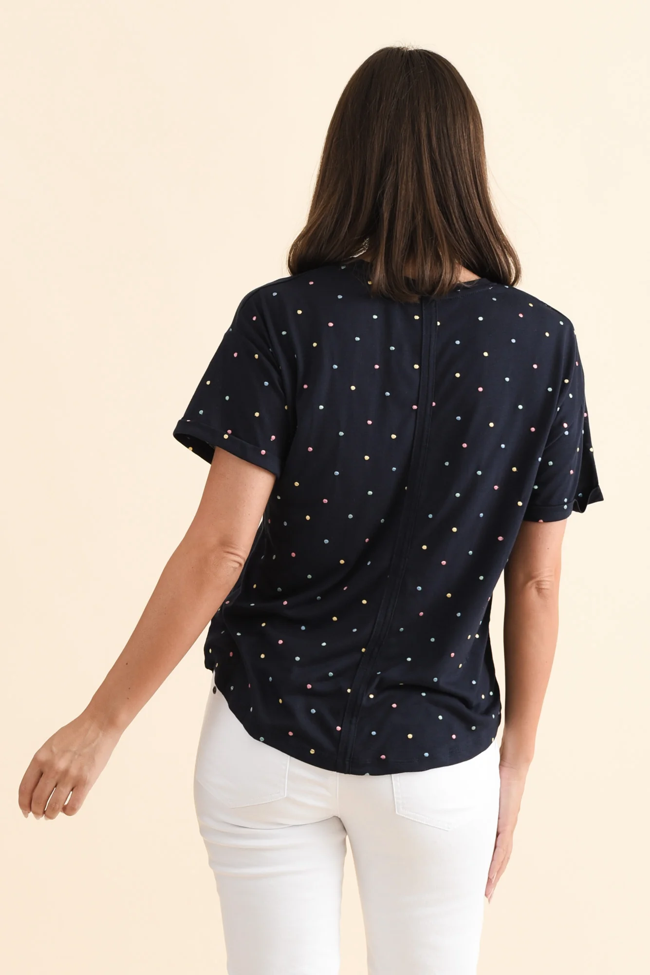 Festive Navy Spot Tee - Image 4
