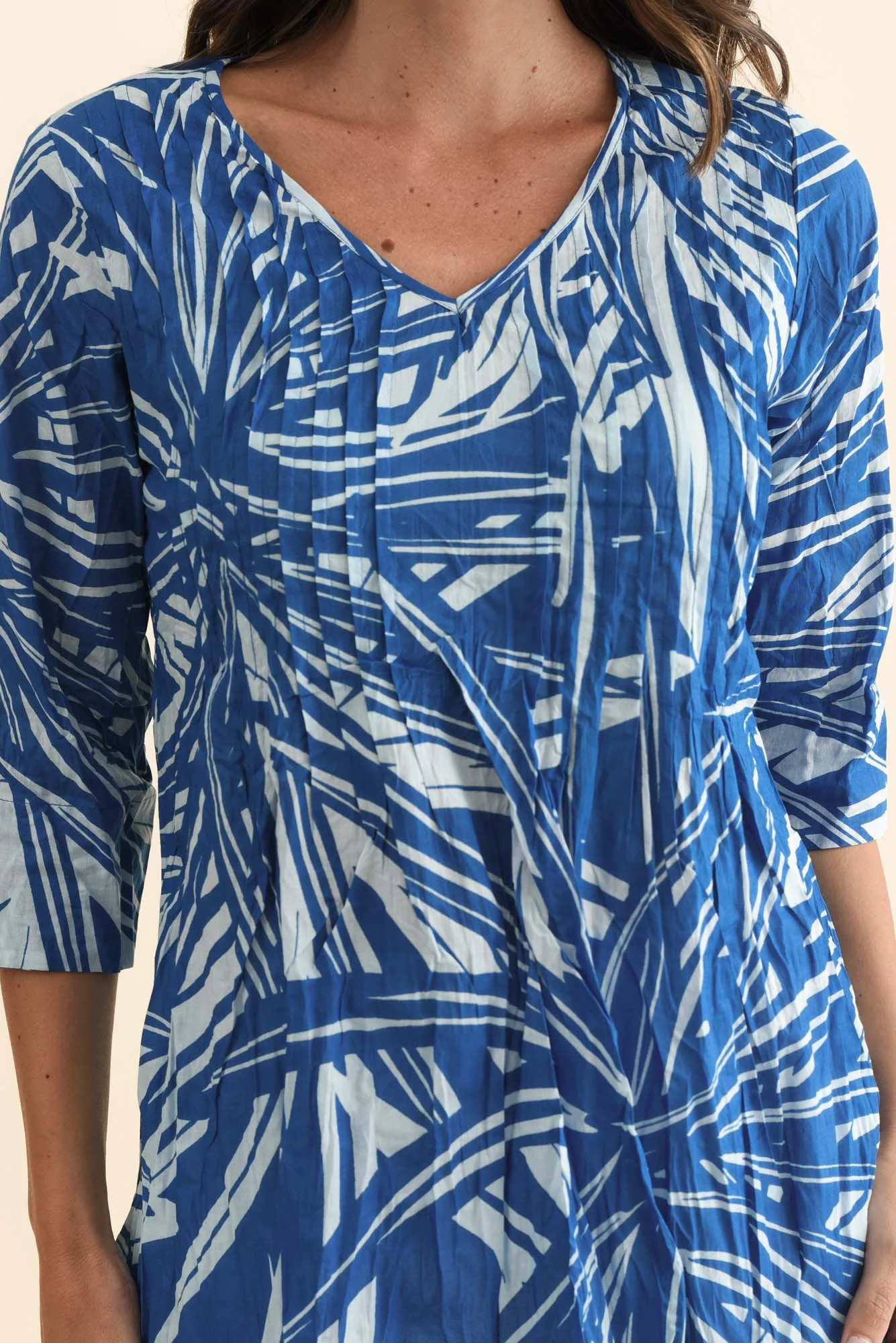Fia Cobalt Burst Sleeved Crinkle Cotton Top - Image 5
