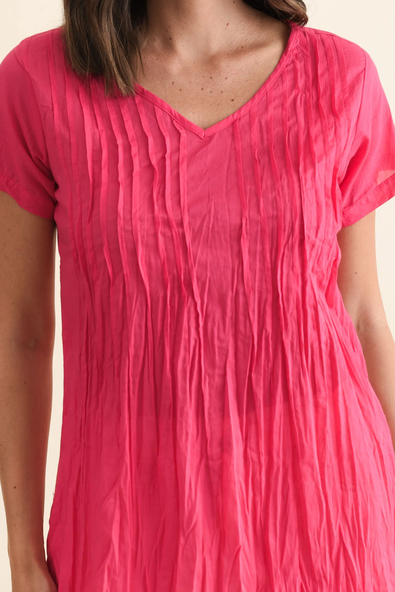 Fia Hot Pink Crinkle Cotton Top - Image 5