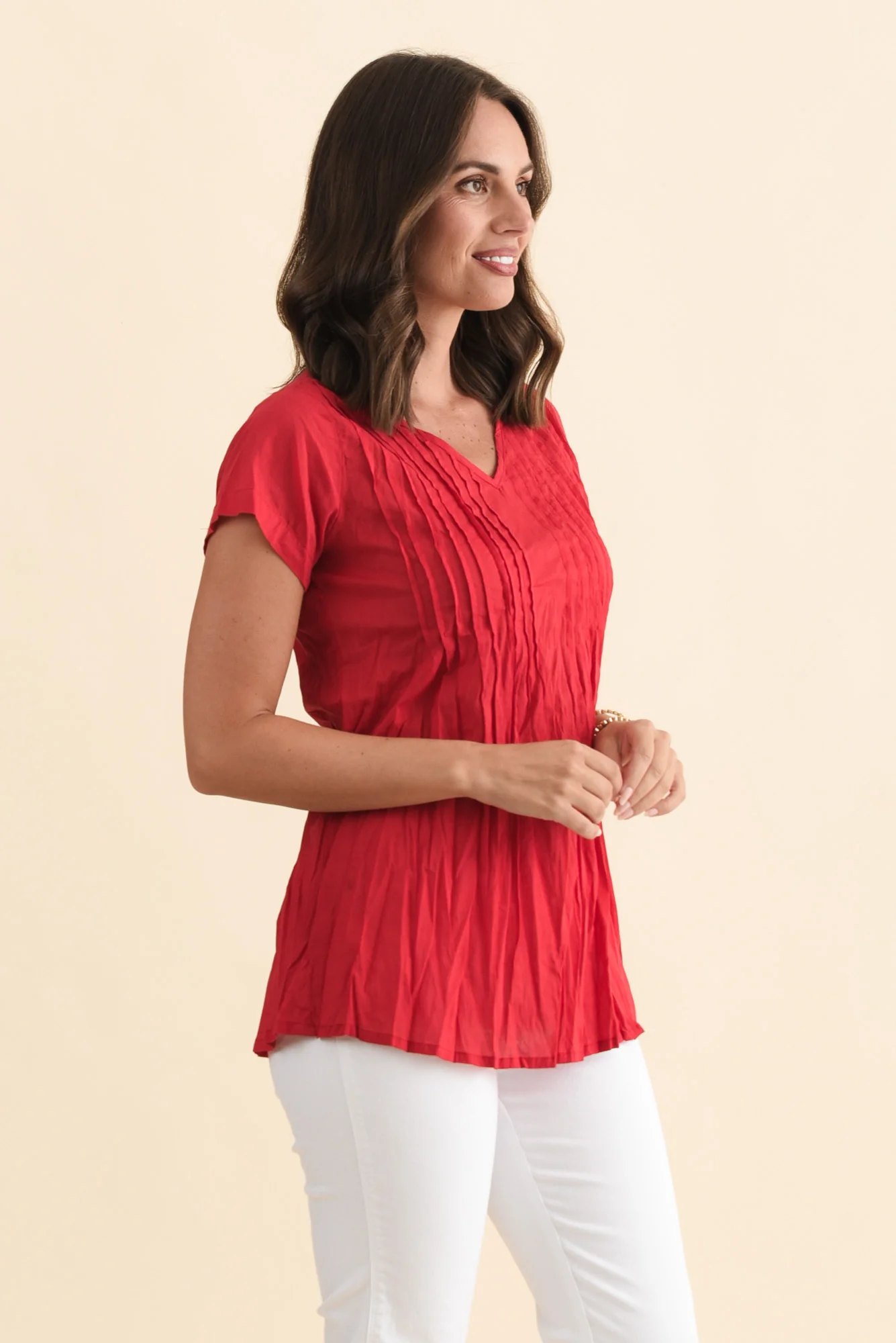 Fia Red Crinkle Cotton Top - Image 3