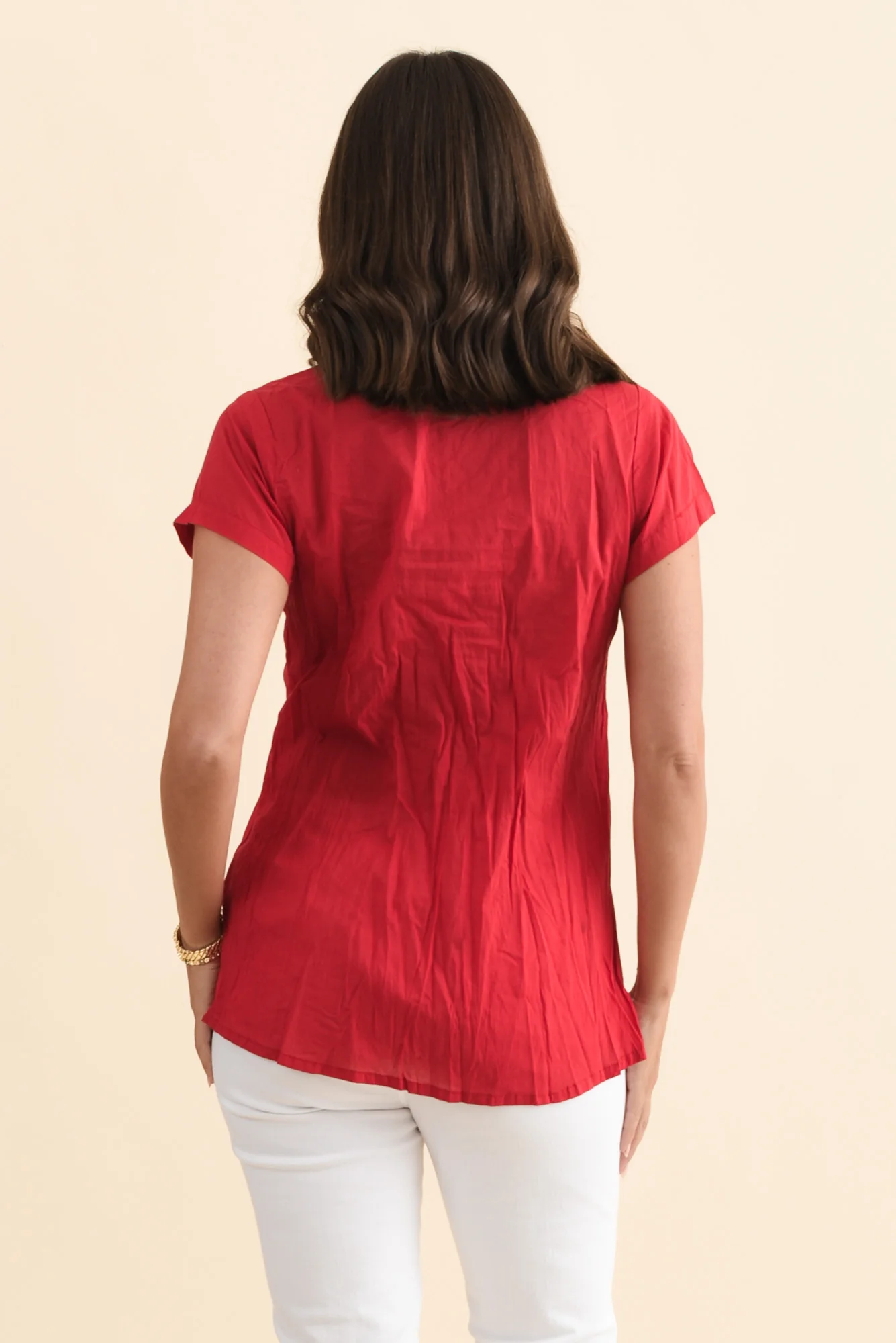 Fia Red Crinkle Cotton Top - Image 4