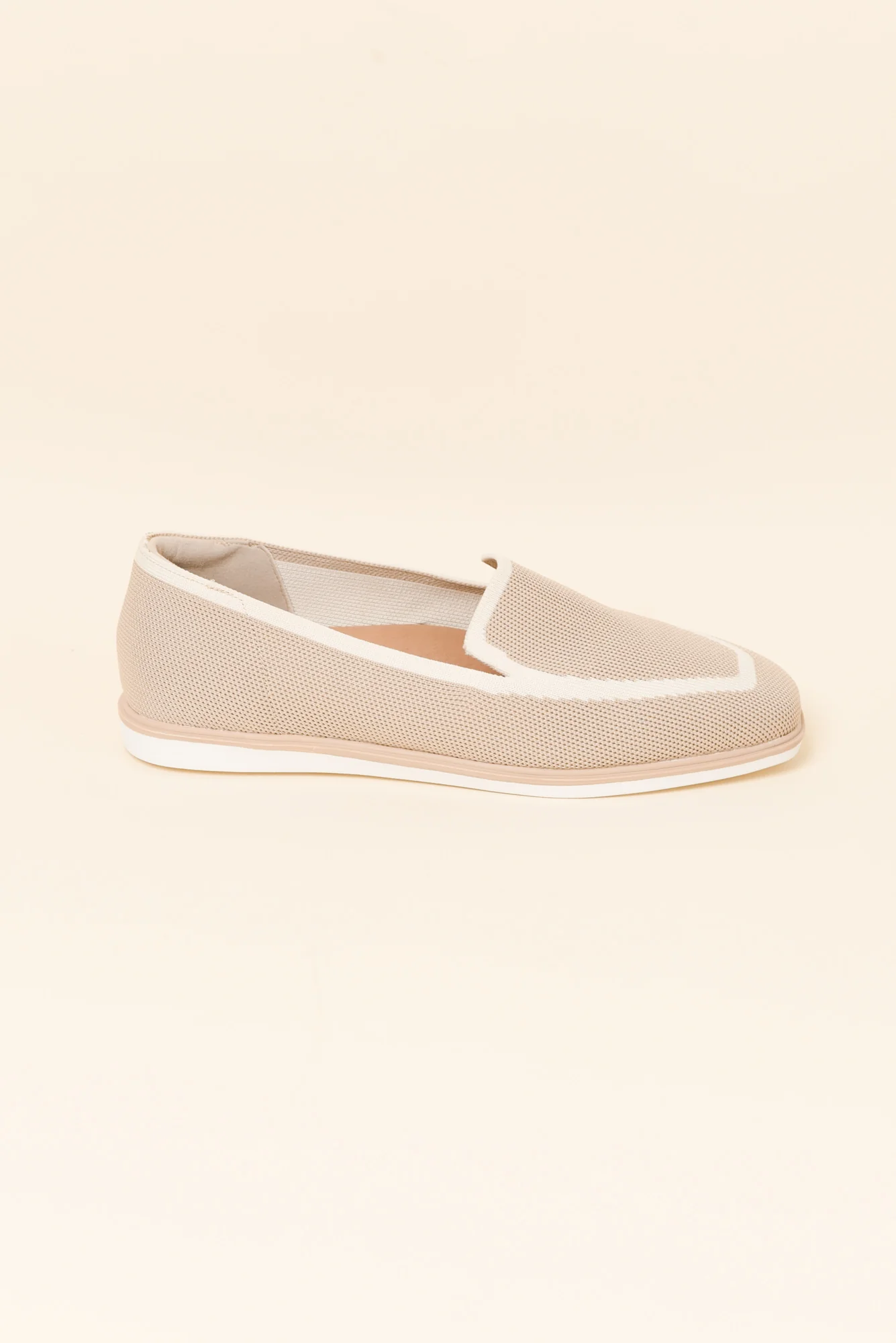 Fifi Beige Contrast Flyknit Loafer