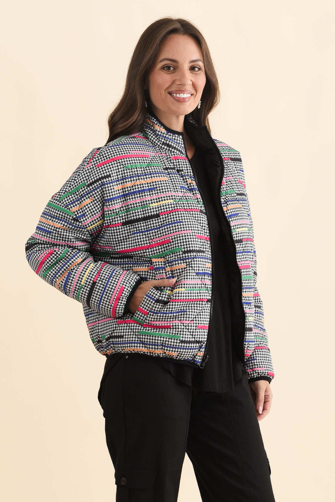 Finch Black Abstract Reversible Jacket - Image 4