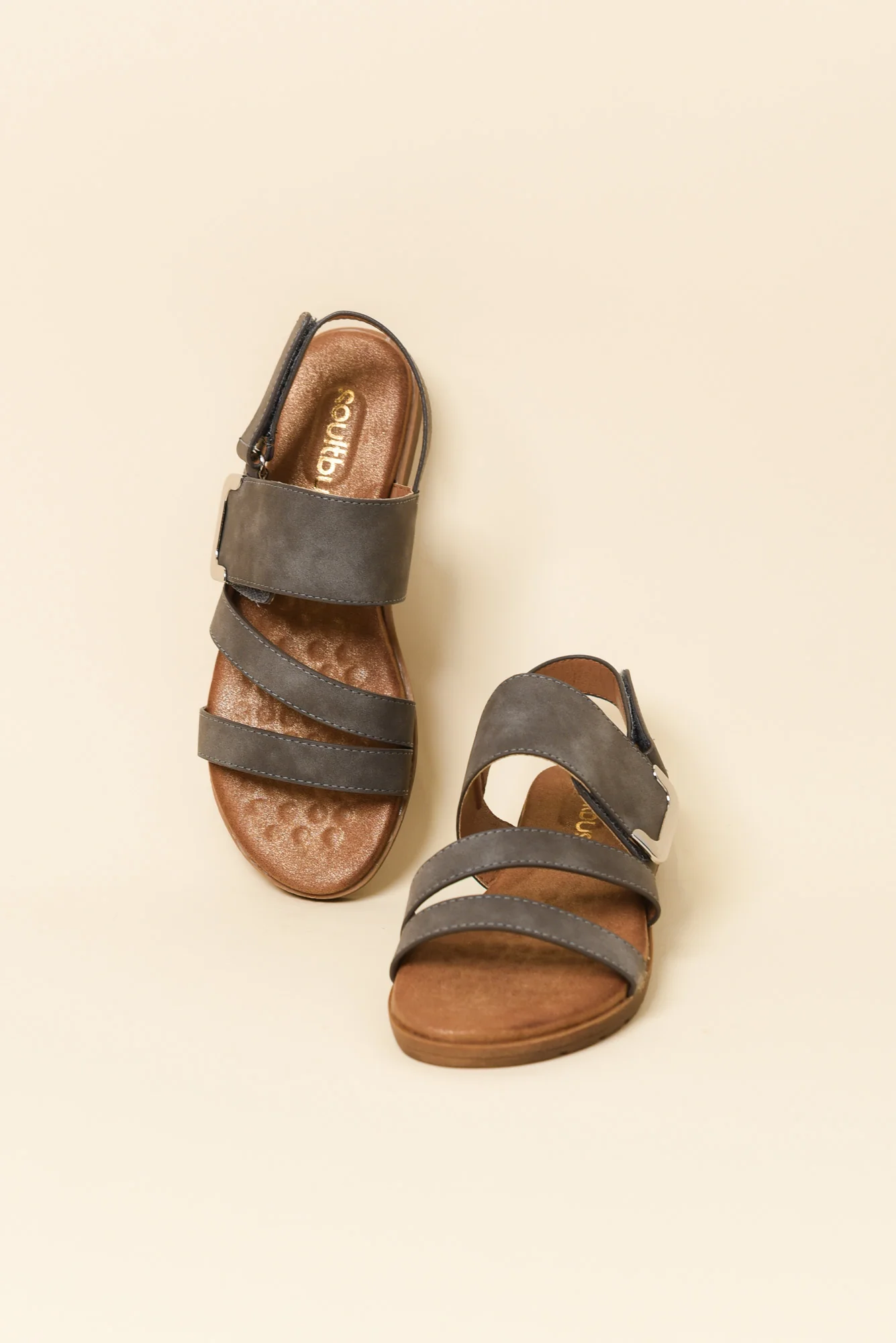 Flinders Dark Grey Velcro Sandal - Image 2