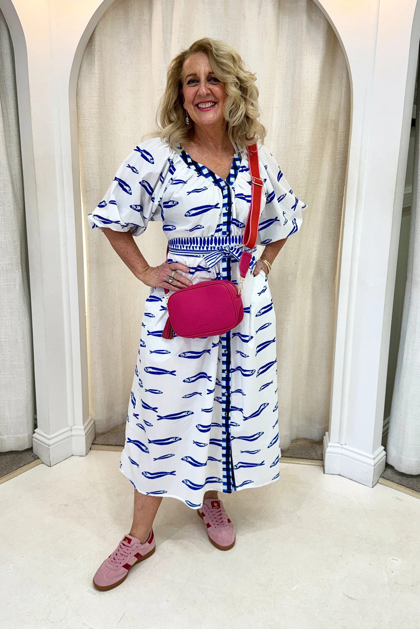 Florence Blue Sea Cotton Tie Dress - Image 7