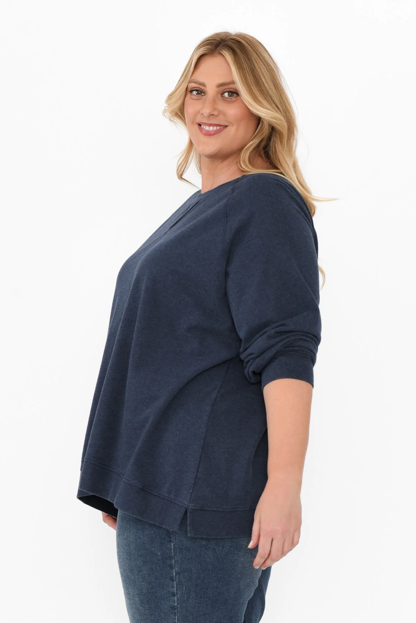 Flossie Navy Cotton Sweatshirt - Image 9