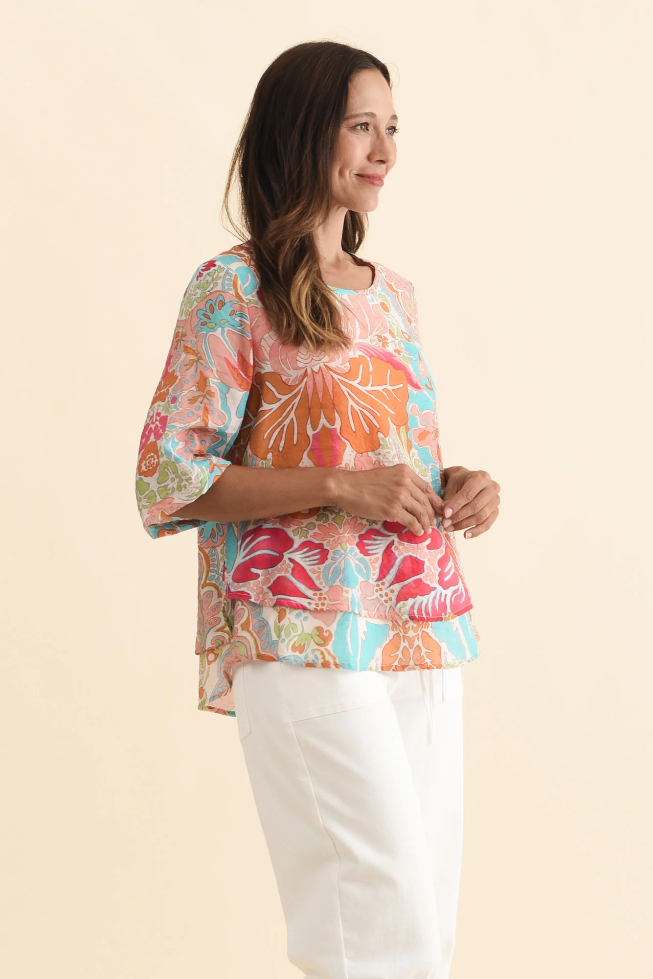 Folk Peach Flower Frill Top - Image 3