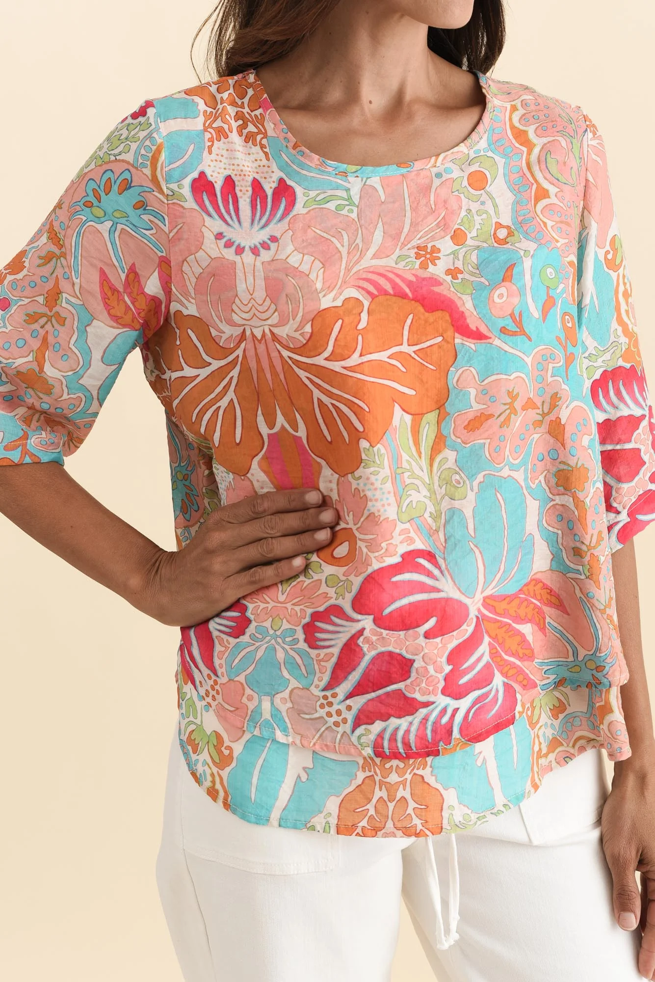 Folk Peach Flower Frill Top - Image 5