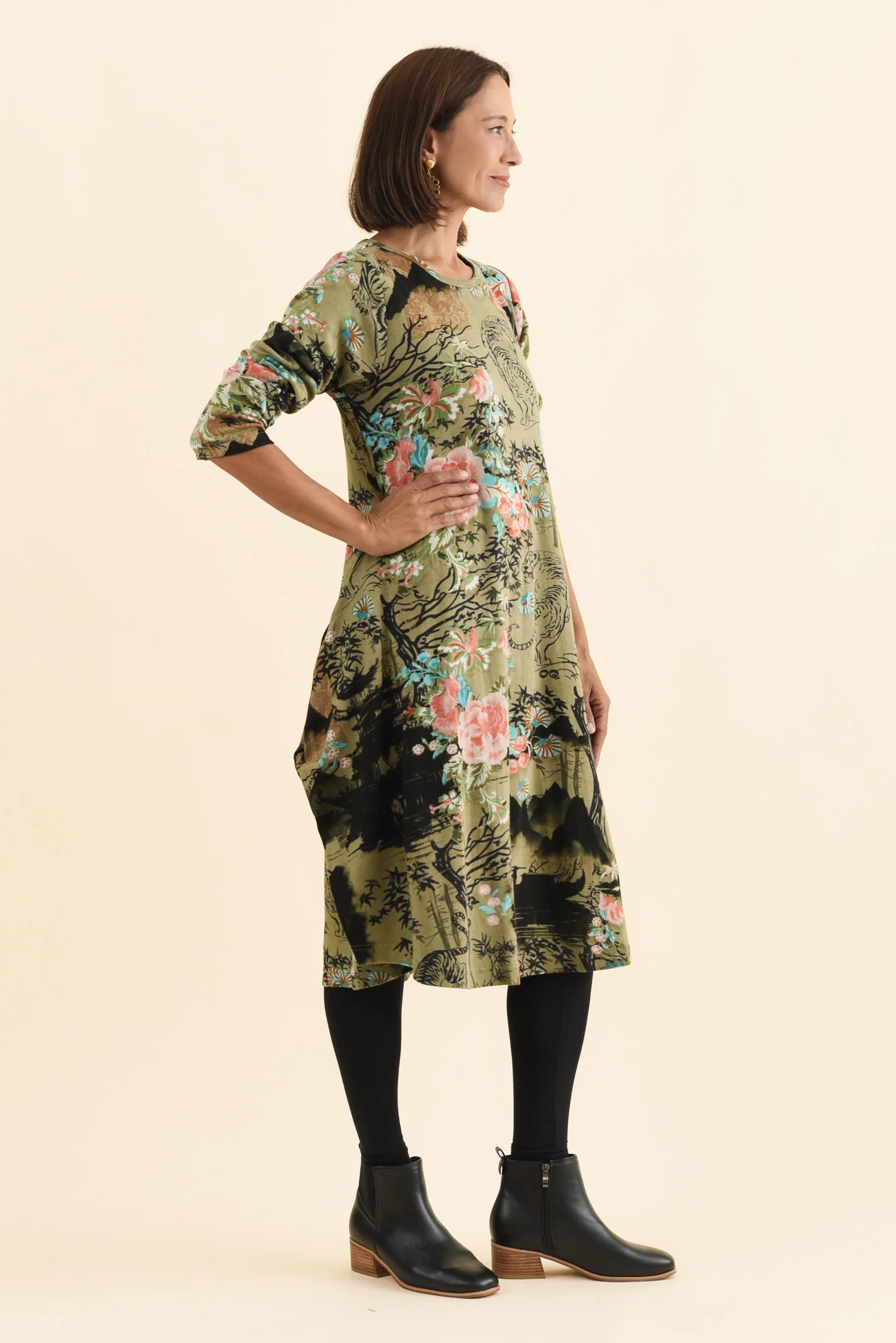 Fonte Olive Blossom Cotton Knit Dress - Image 3