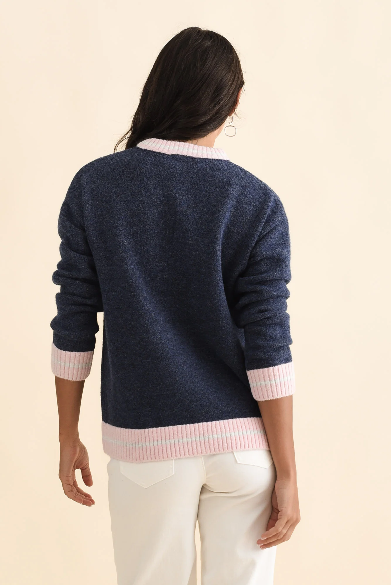 Fowler Navy Contrast Trim Knit Jumper - Image 4