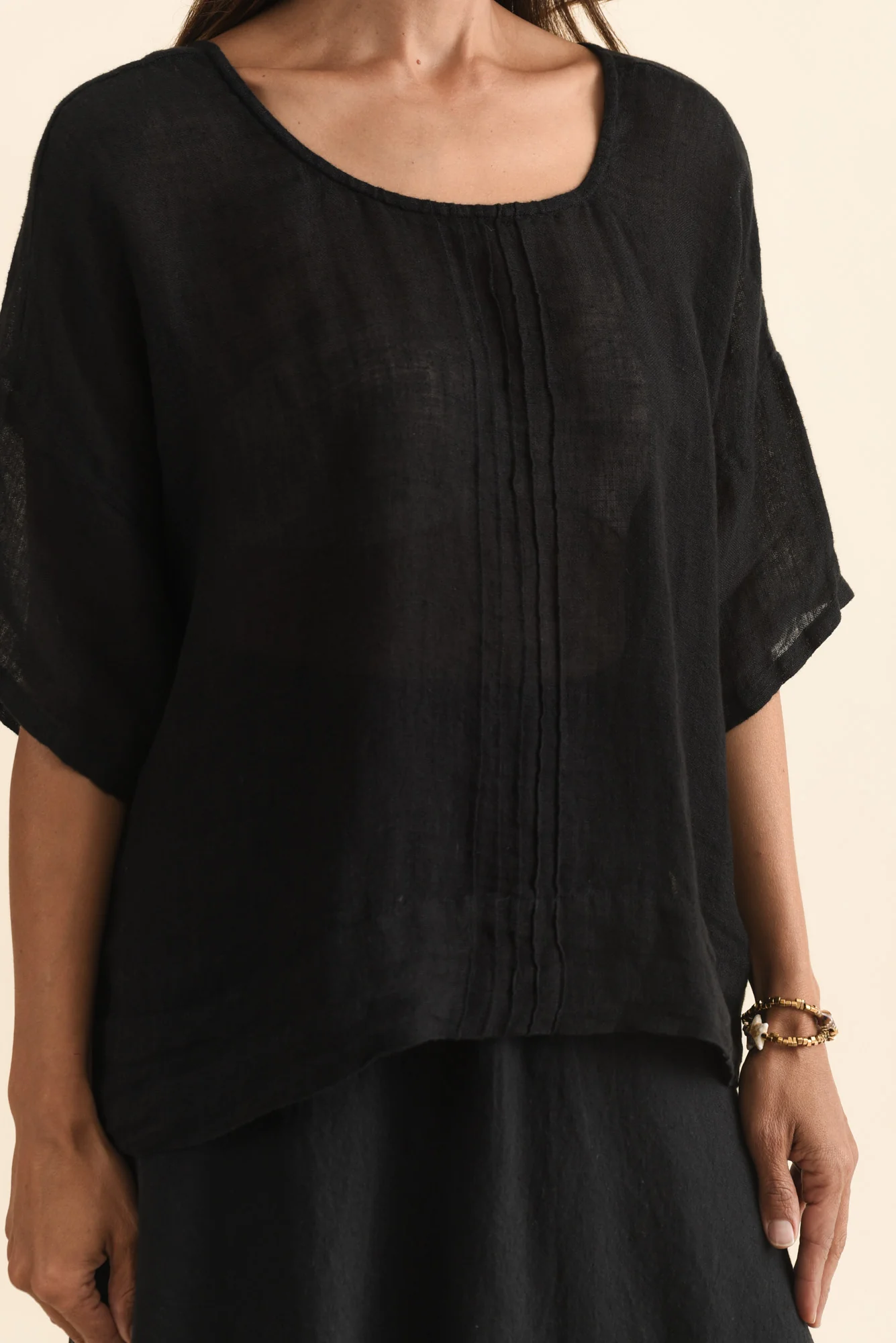 Francesca Black Linen Top - Image 5