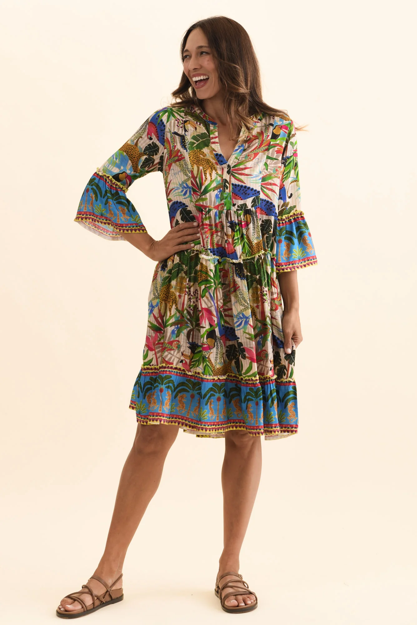 Frankie Green Tropical Frill Sleeve Dress - Image 6